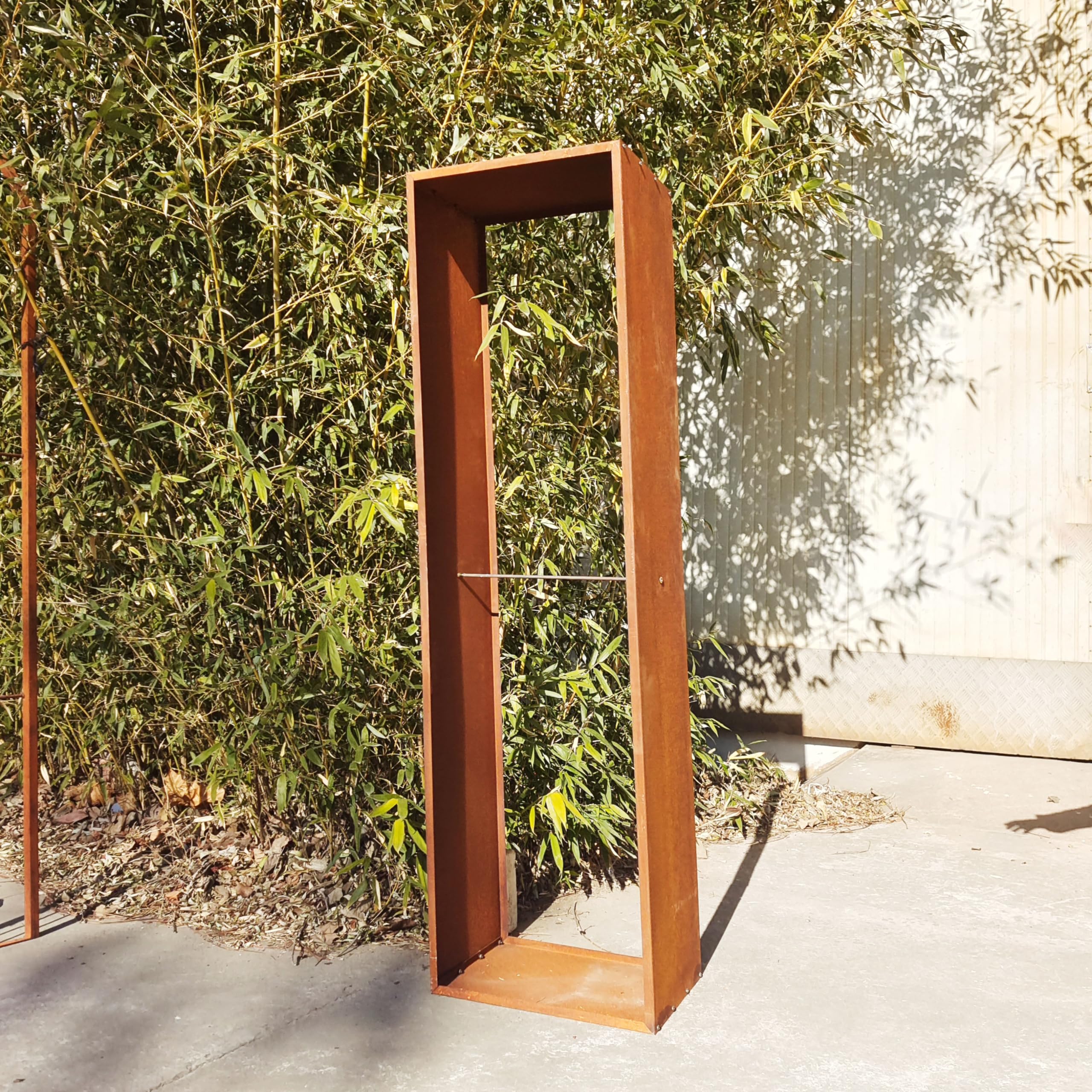 Zen Man Edelrost Kaminholzregal Garten Kaminholzunterstand Holzregal aus Metall Handarbeit 1.2mm (032000:35 * 50*H180cm)