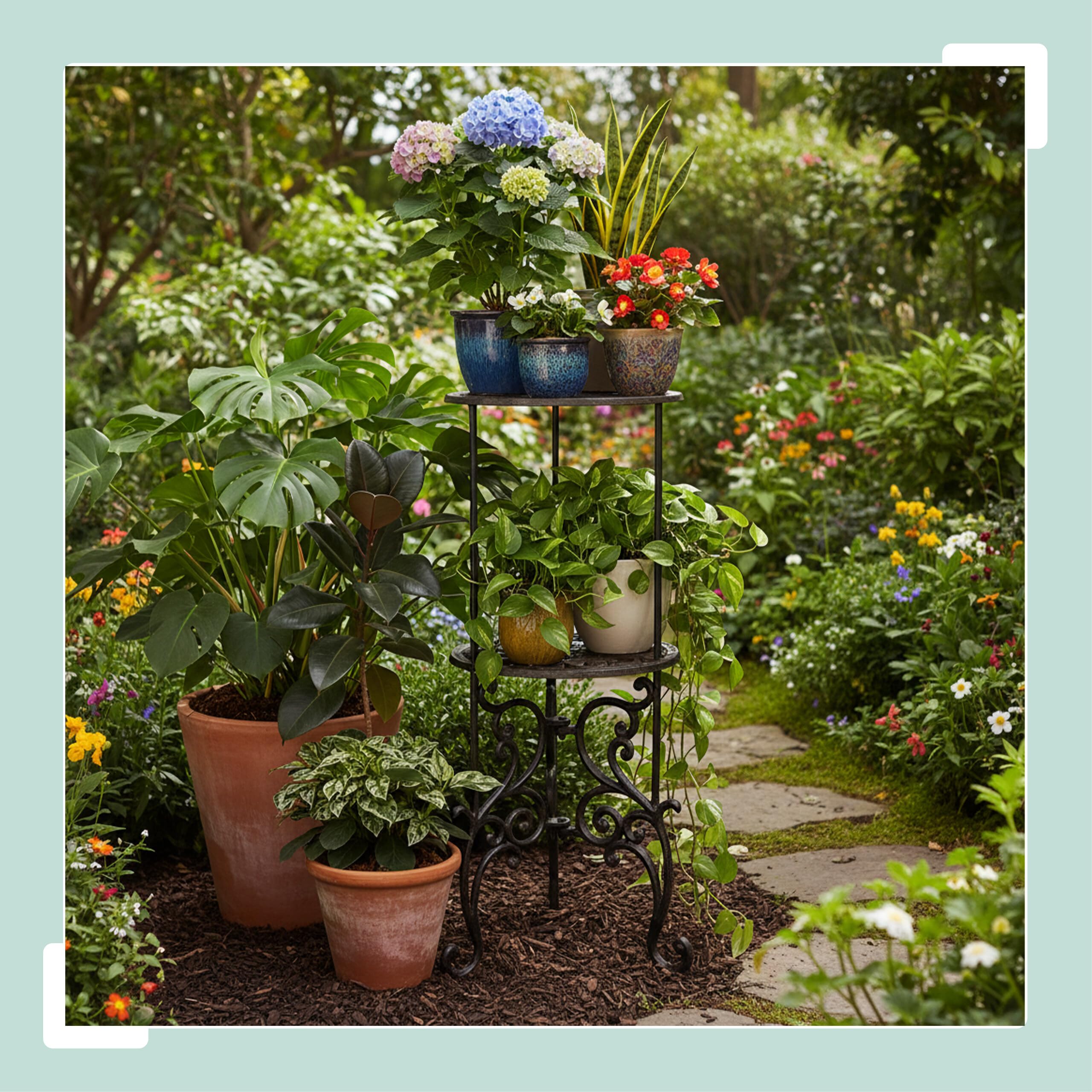 Relaxdays Support pour plantes, vintage, 2 niveaux, en fonte, marron