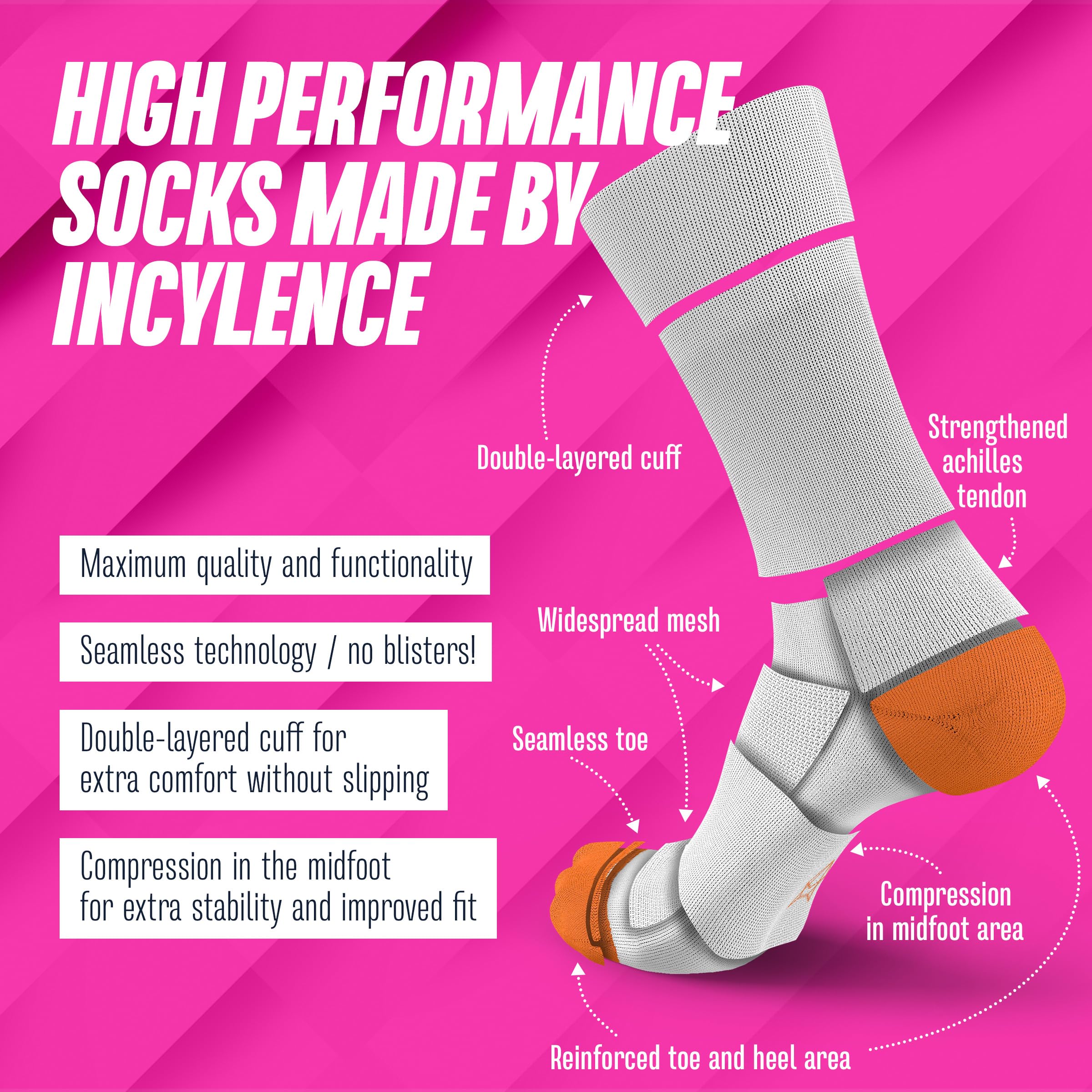 INCYLENCE Laufsocken für Damen und Herren mit leichter Kompression,1 Paar