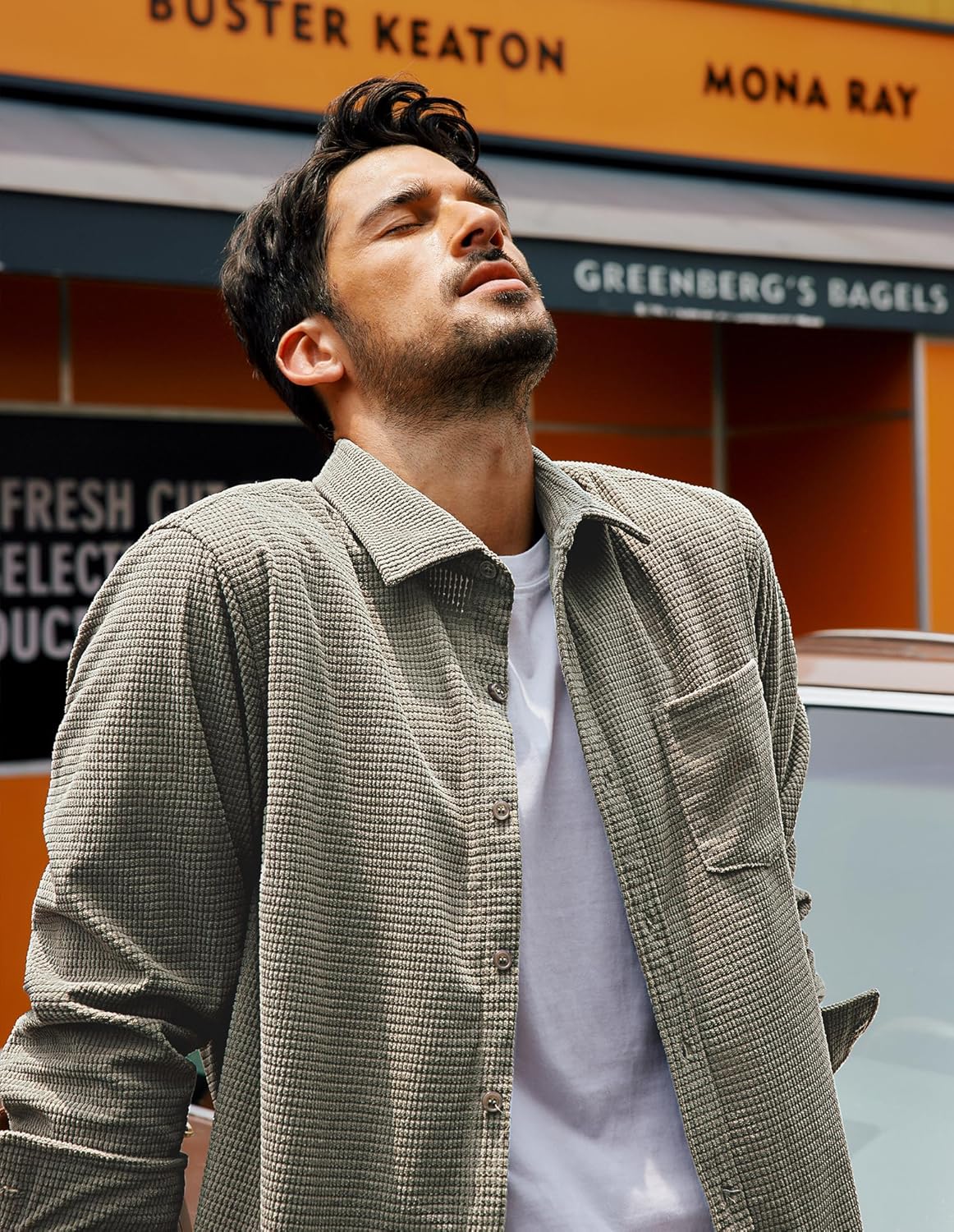 PJ PAUL JONES Men's Button Down Shirt Texture Wrinkle Free Shirts Long Sleeve Waffle Untucked Shirt - Image 5