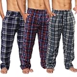 3 Pack Mens Fleece Pajama Pants - Plaid Lounge Bottoms with Pockets (S- 3X)