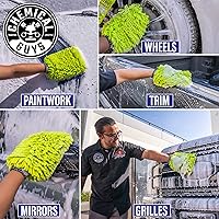 Vista 10 de Chemical Guys Manopla de microfibra de chenilla de alta calidad sin arañazos para lavado de autos, color verde lima, guante de lavado de autos