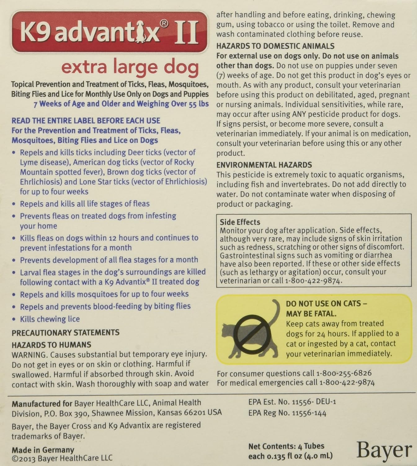 K9 Advantix II for Dogs Over 55 lbs - 4 Count