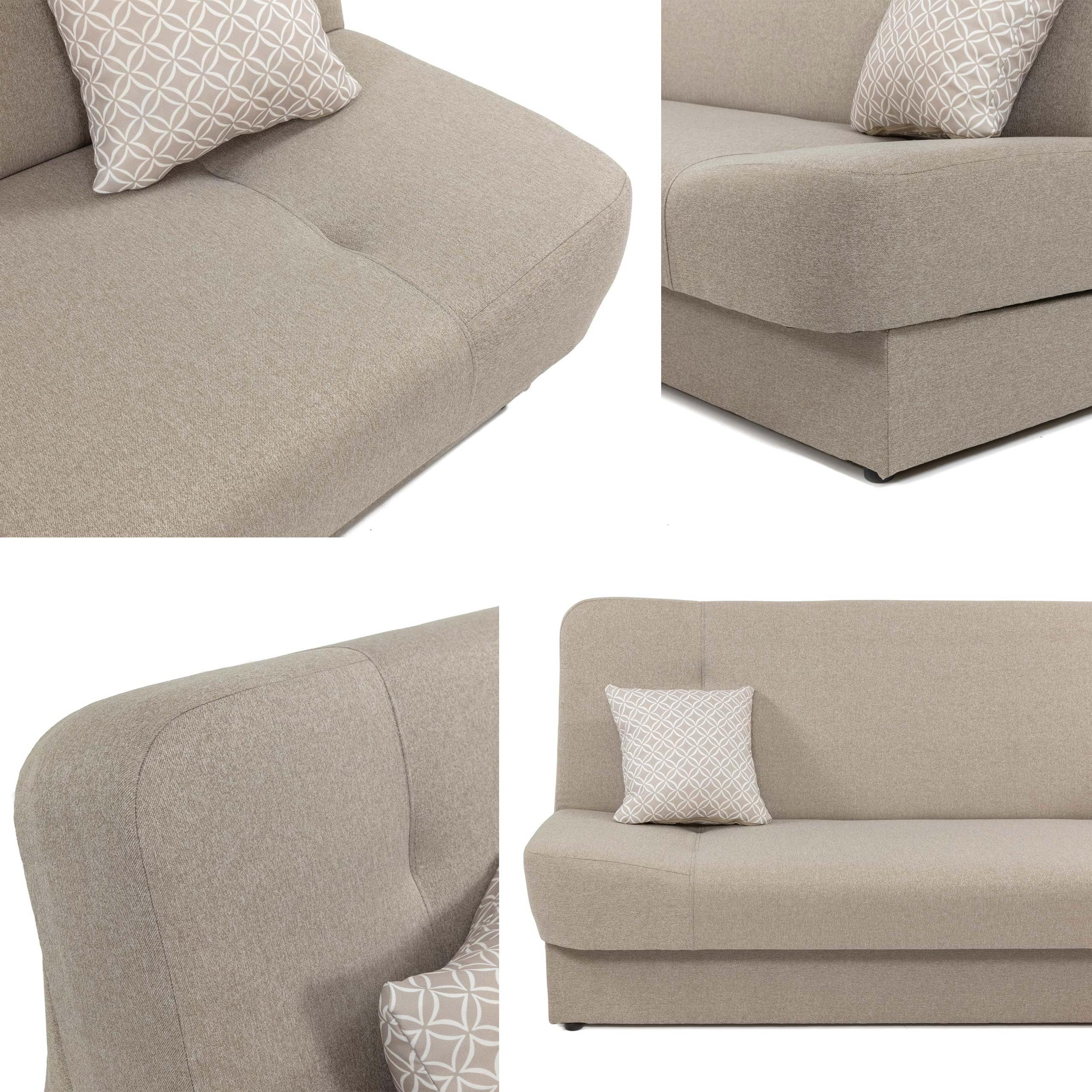 Mirjan24 Schlafsofa Jonas, Sofa mit Bettkasten und Schlaffunktion, Bettsofa, Dauerschläfer-Sofa, Schlafcouch, Materialmix, Couch vom Hersteller, Wohnlandschaft (Lawa 05)