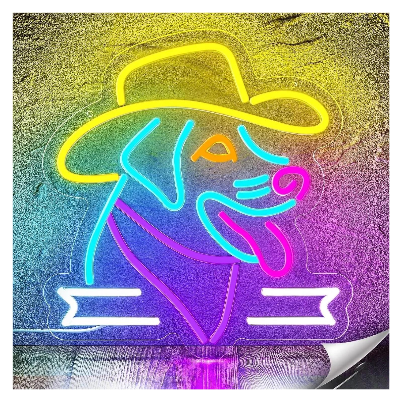 Scritta luminosa Insegna Al Neon Con Cucciolo Da Cowboy Per Decorare Le Pareti Della Cameretta Dei Bambini, Divertente Per Gli Amanti Dei Cuccioli, Ragazze 44x42cm