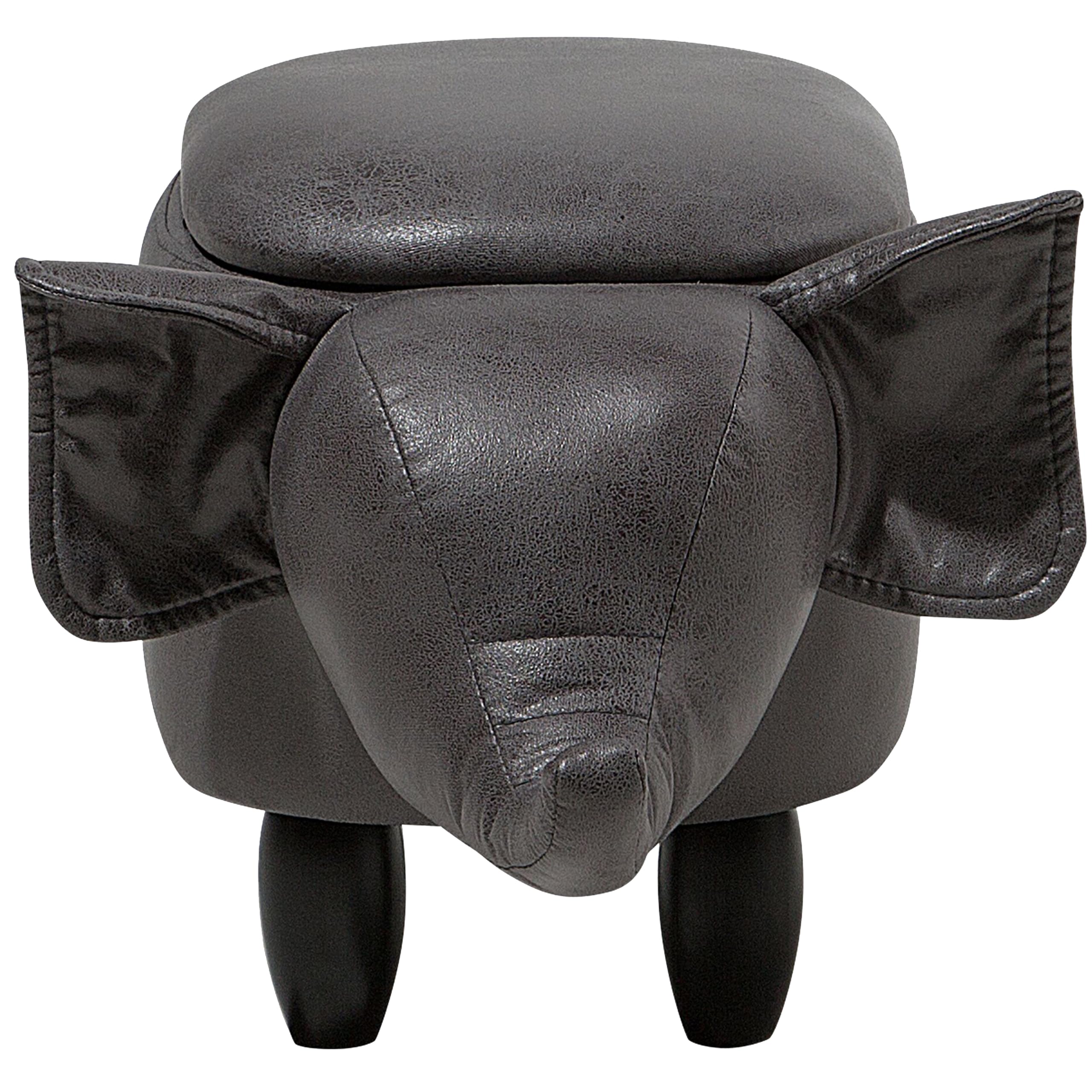 Elefant Hocker Für Kinder - Grauer Kunstleder Hocker Mit Stauraum