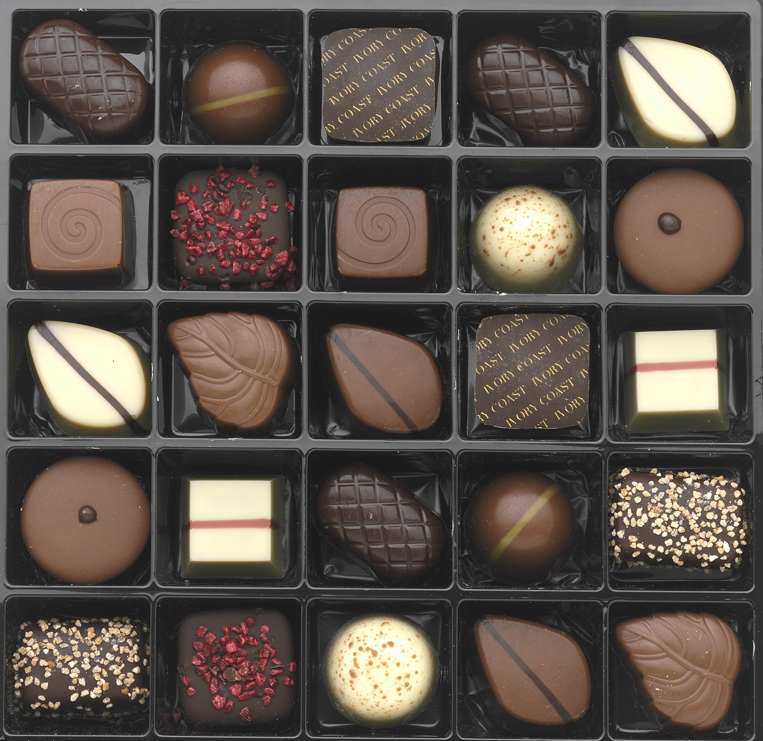 Cioccolatini belgi miscela di lusso, 25 pezzi, 345 g. Produzione di qualità da una piccola azienda familiare. Premi multipli. Un piacere unico. Qualità assoluta dal Belgio