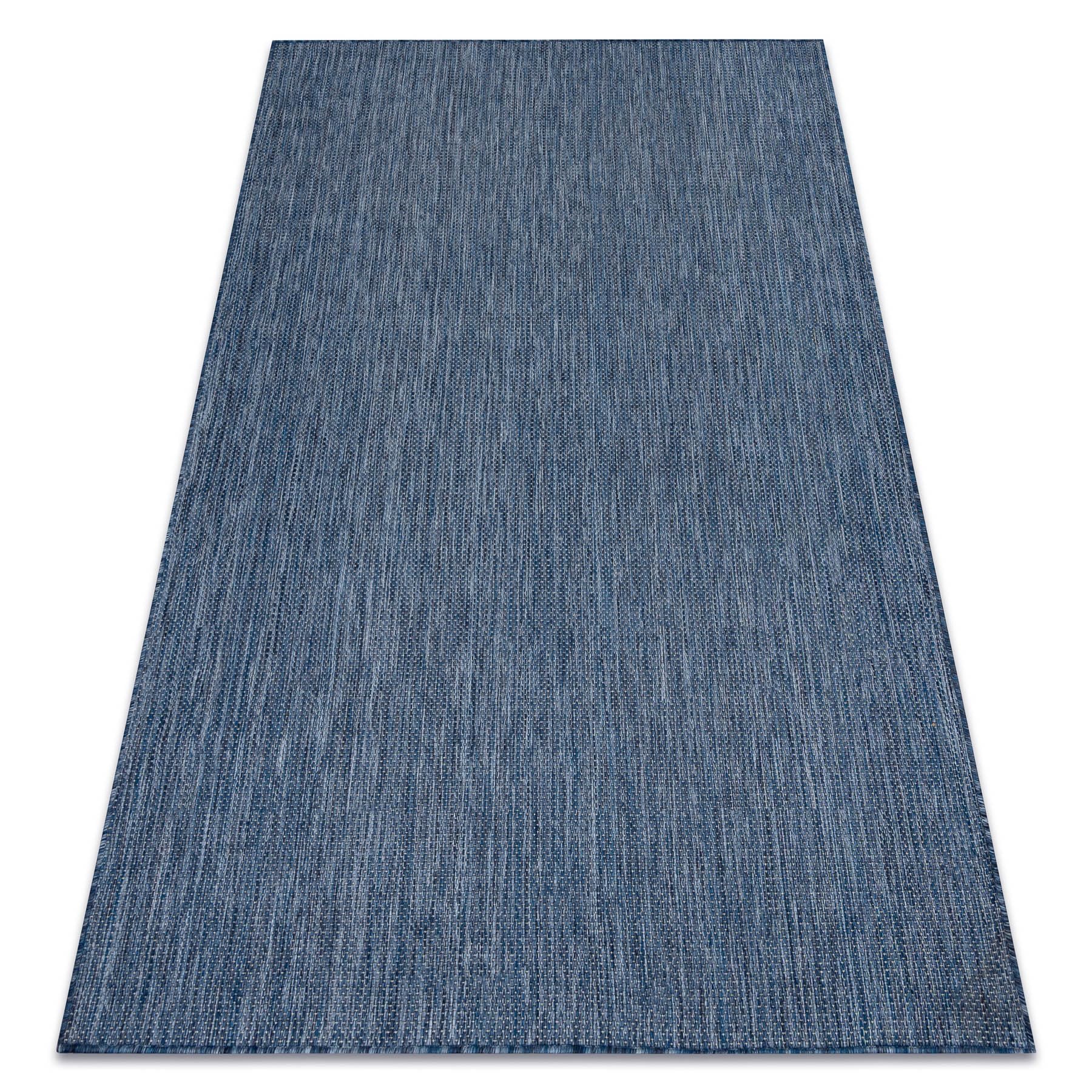 Tapis bleu foncé 200x290 cm tissé plat effet sisal pour salon et terrasse SION
