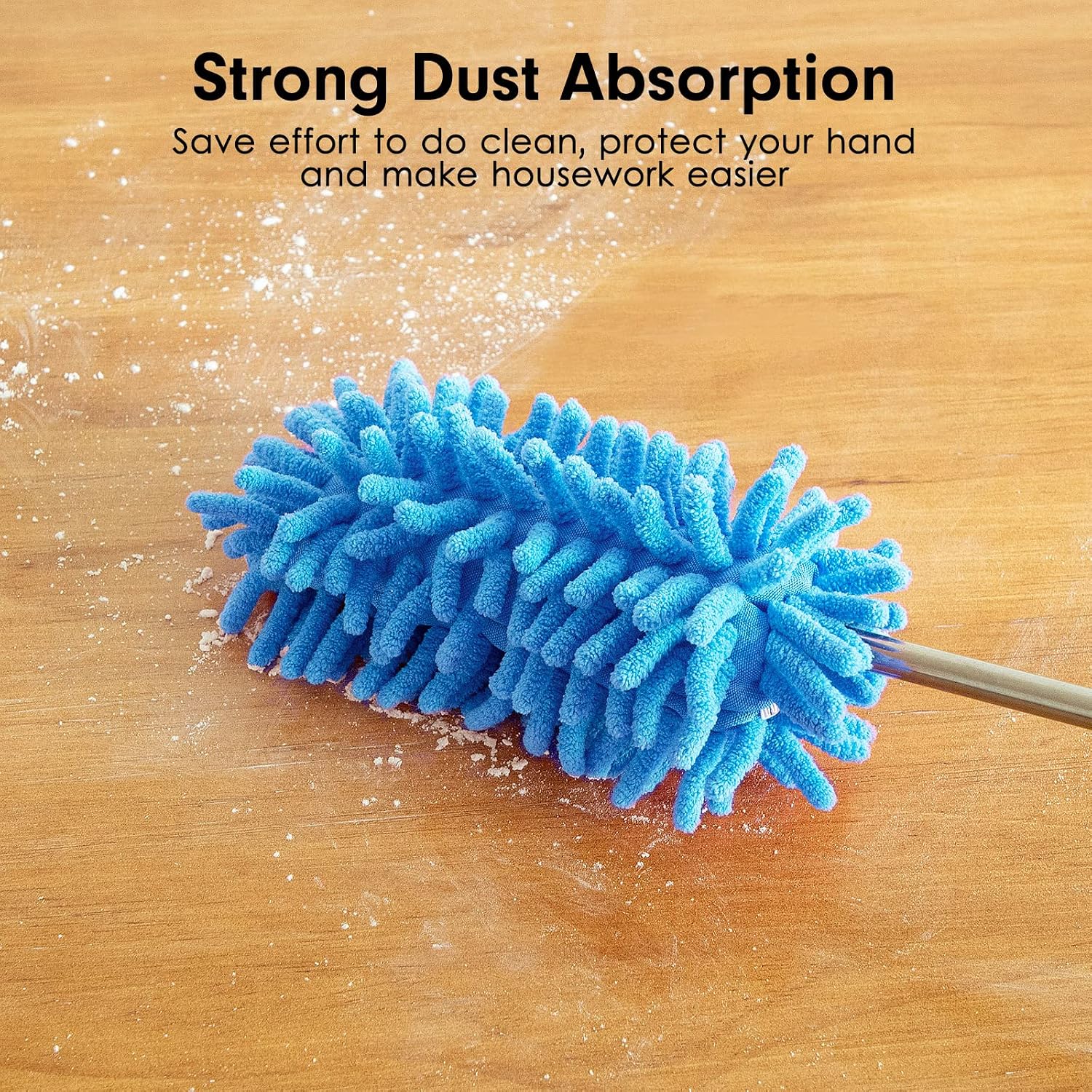 Microfiber Duster for Cleaning, Tukuos Hand Washable Dusters with 2pcs Replaceable Microfiber Head, Extendable Pole, Detachable Cleaning Brush Tool for Office, Car, Window, Furniture, Ceiling Fan