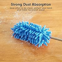 Vista 33 de Microfiber Duster for Cleaning, Tukuos Hand Washable Dusters with 2pcs Replace Microfiber Head, Extendable Pole, Detachable Cleaning Brush Tool for