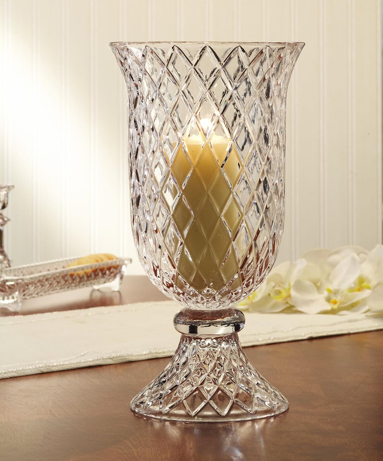 Fifth Avenue Crystal Muirfield Hurricane Vase, 13Inch