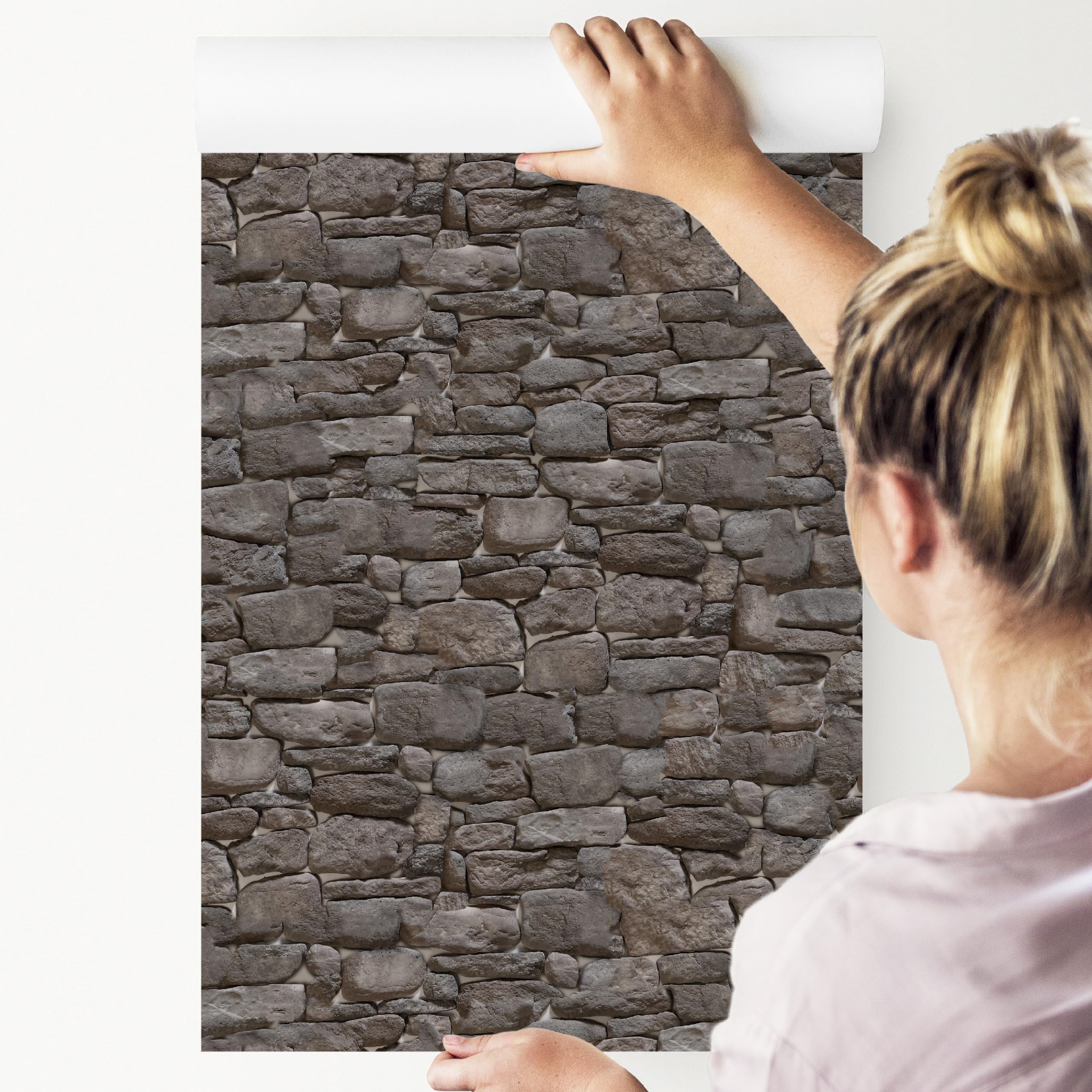 Muralo Papier Peint Auto-adhésif Effet pierre Meubles 50x1000-10m x 50 cm