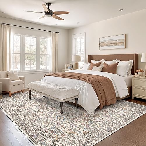 Miniatura 207 de Rugland Alfombras de área de 8 x 10, alfombra lavable resistente a las manchas, alfombras antideslizantes para sala de estar, alfombras tribales