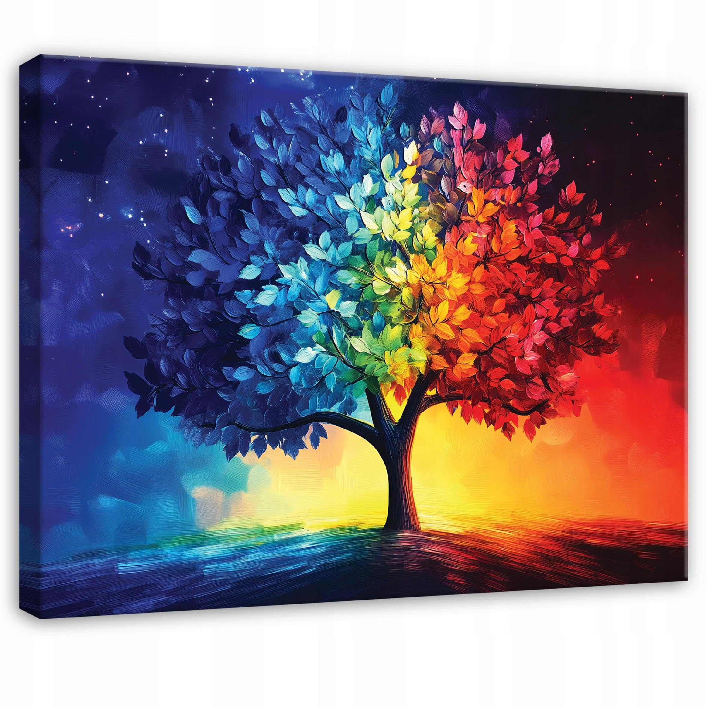 WallArena - Leinwand Bilder - Baum - 120x80 cm Leinwandbilder - Bild auf leinwand - Wandbild XXL groß Wandbilder für Wohnzimmer Schlafzimmer Wohnzimmerbilder Modern kunstdruck - Bunt Kunst