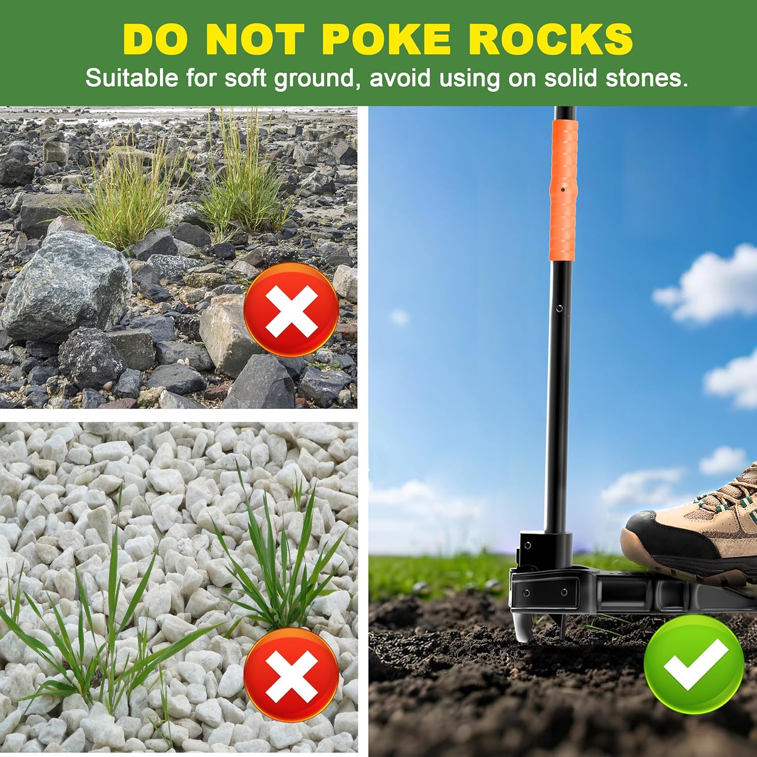 ZHENHAN Weed Puller Tool,43" Iron Stand-Up - No Bend Push-Pull Weeding Tool with Foot Pedal, Extra Long Handle Dandelion Remover for Lawn & Garden, Heavy Duty Root Extraction Tool