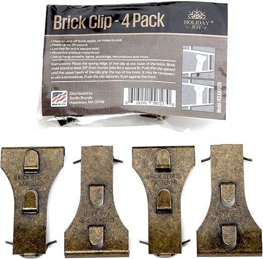 Holiday Joy Brick Clips for Hanging Outdoors Indoors Pack