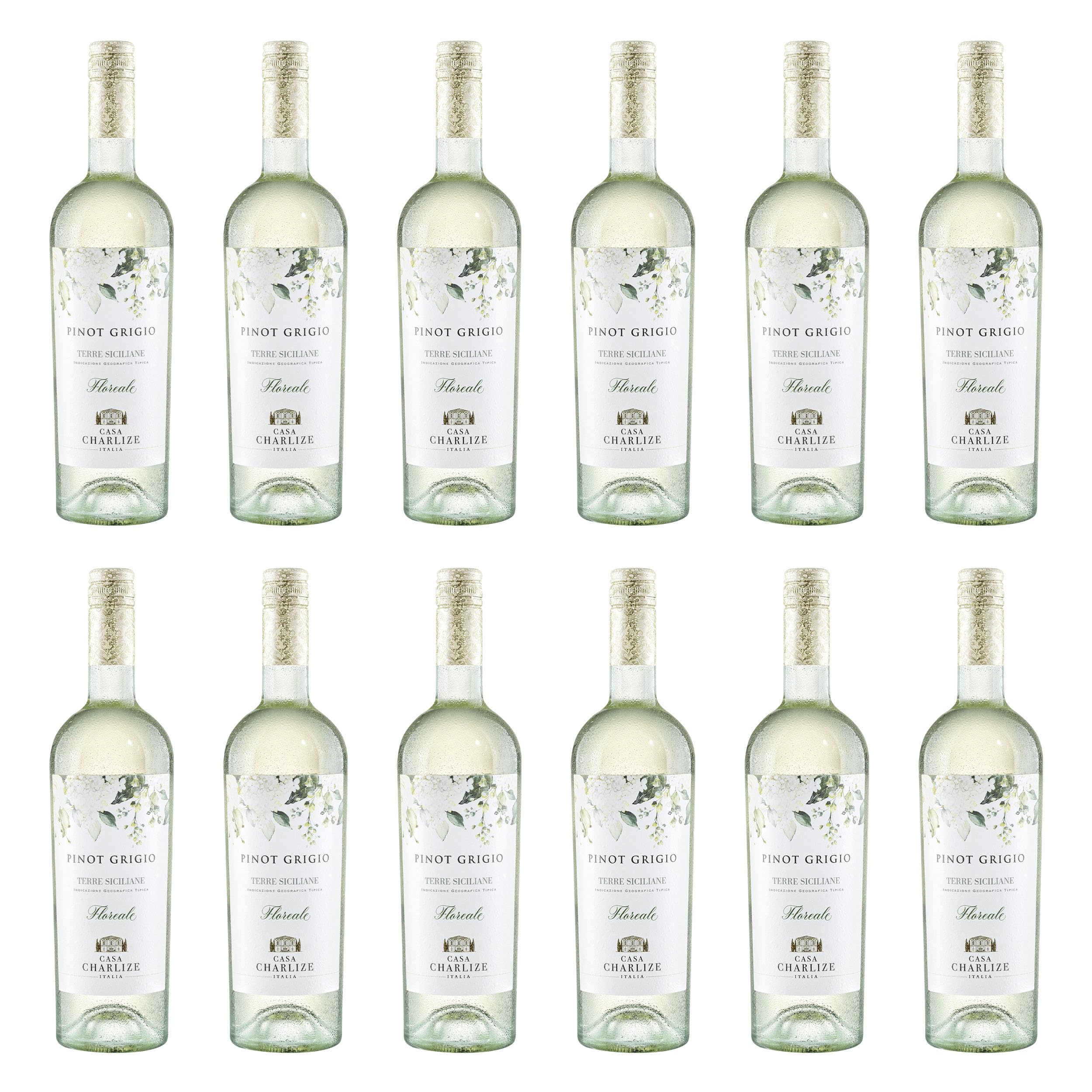 Cantine Casa Charlize Pinot Grigio Floreale Terre Siciliane IGP trocken Weisswein Italien inkl. FeinWert E-Book (12 x 0.75 l)