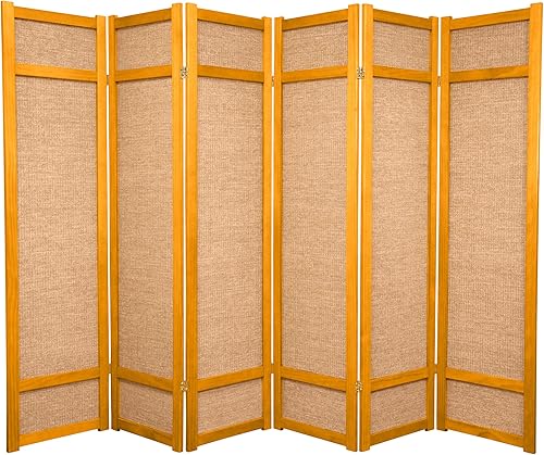 Miniatura 10 de Oriental Furniture Pantalla Shoji de yute de 6 pies de alto 5 paneles miel