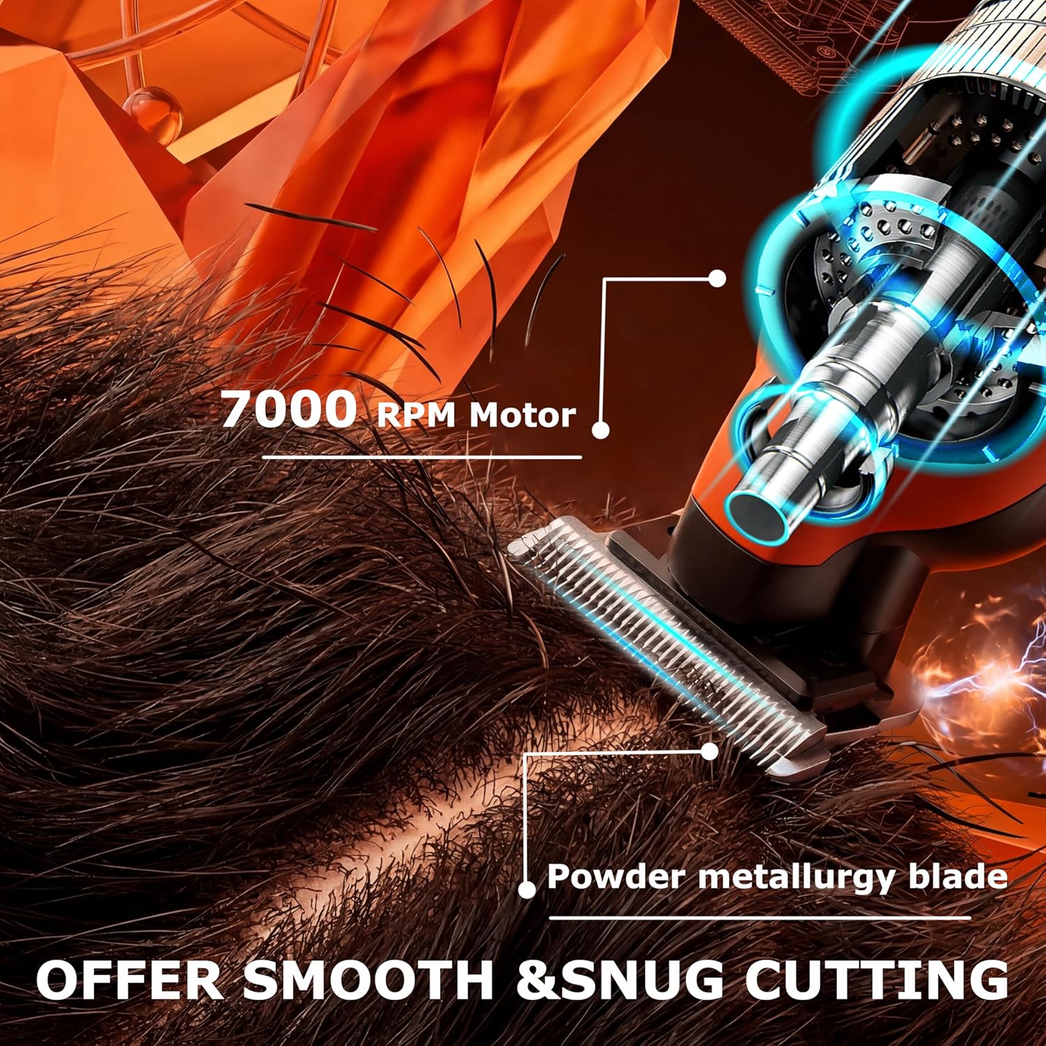 KEMEI 2293 Zero Gapped Hair Trimmer for Men, Cordless T Blade Beard Trimmer with LED Display, Professional Barber Hair Clippers, Orange