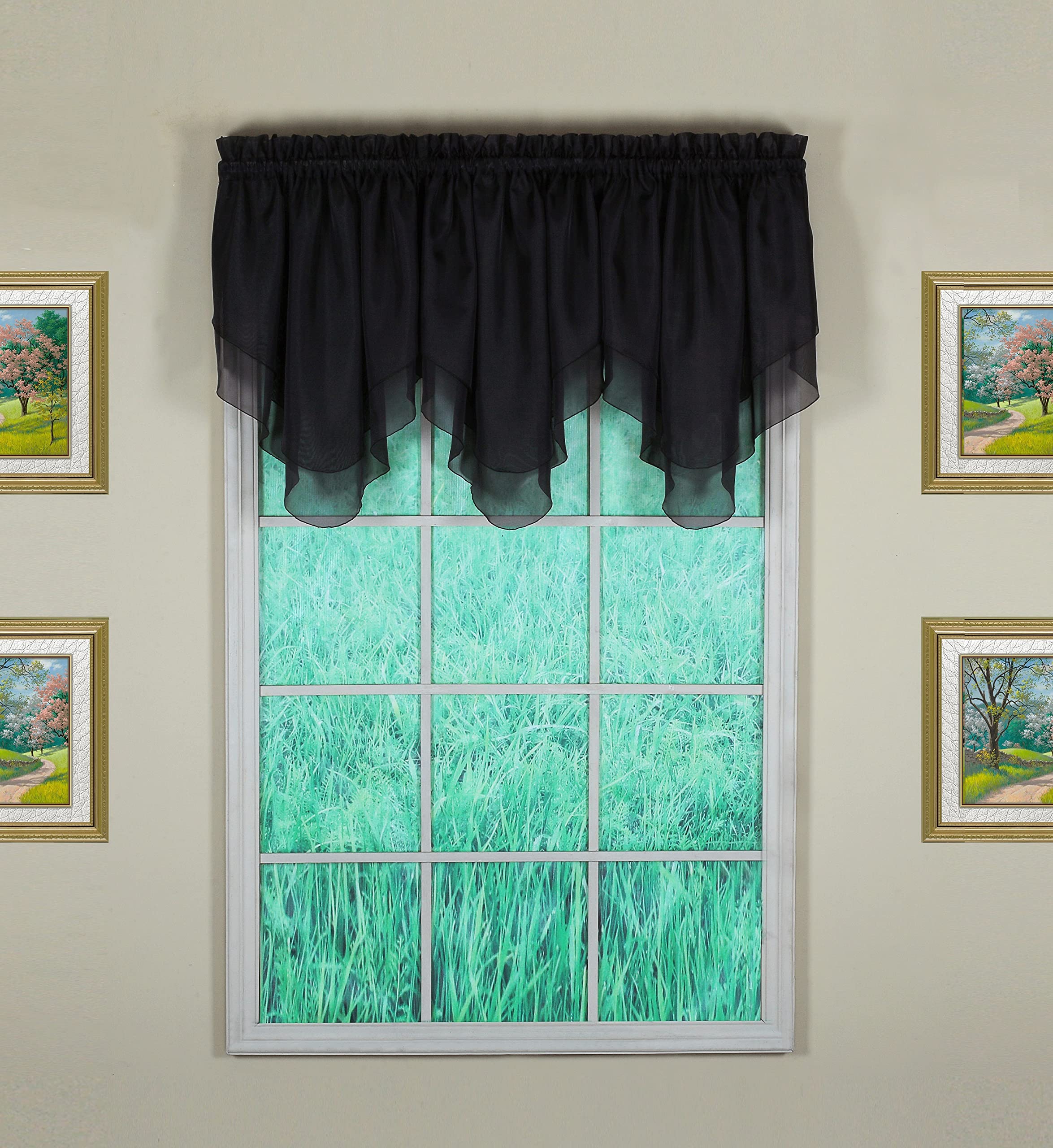 Today's Curtain Emelia Original Voile Ascot 25", Black, 40" W x 25" L, W 40" x L 25" (1 Panels)
