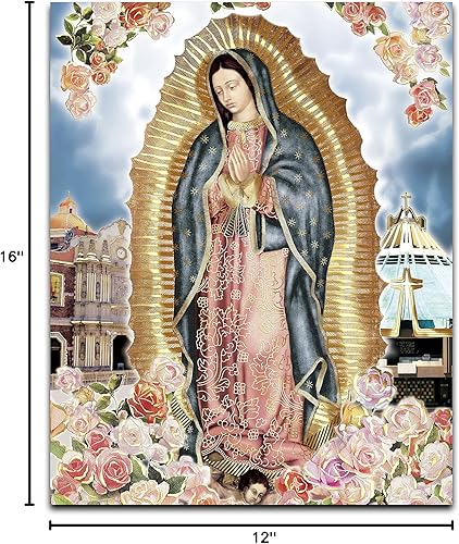 Miniatura 4 de Basílica de retrato corporal de Nuestra Señora Guadalupe (12 x 16 pulgadas)  Arte de pared religioso laminado sin marco, póster para decoración del