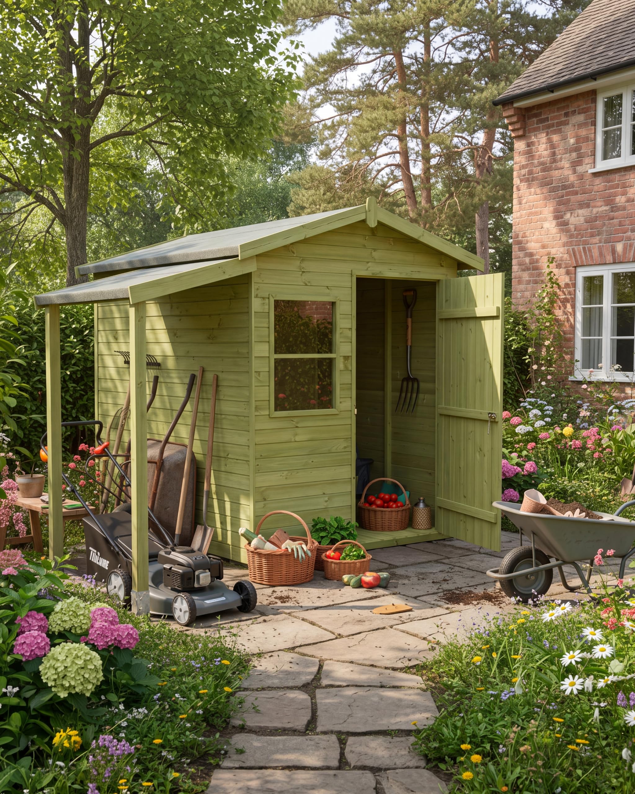 Steiner Shopping Gerätehaus Aucuba 01 | 16 mm Elementgartenhaus aus kesseldruckimprägnierter Kiefer I Außenmaß 212 x 210 cm I Inkl. Fußboden & Dachpappe