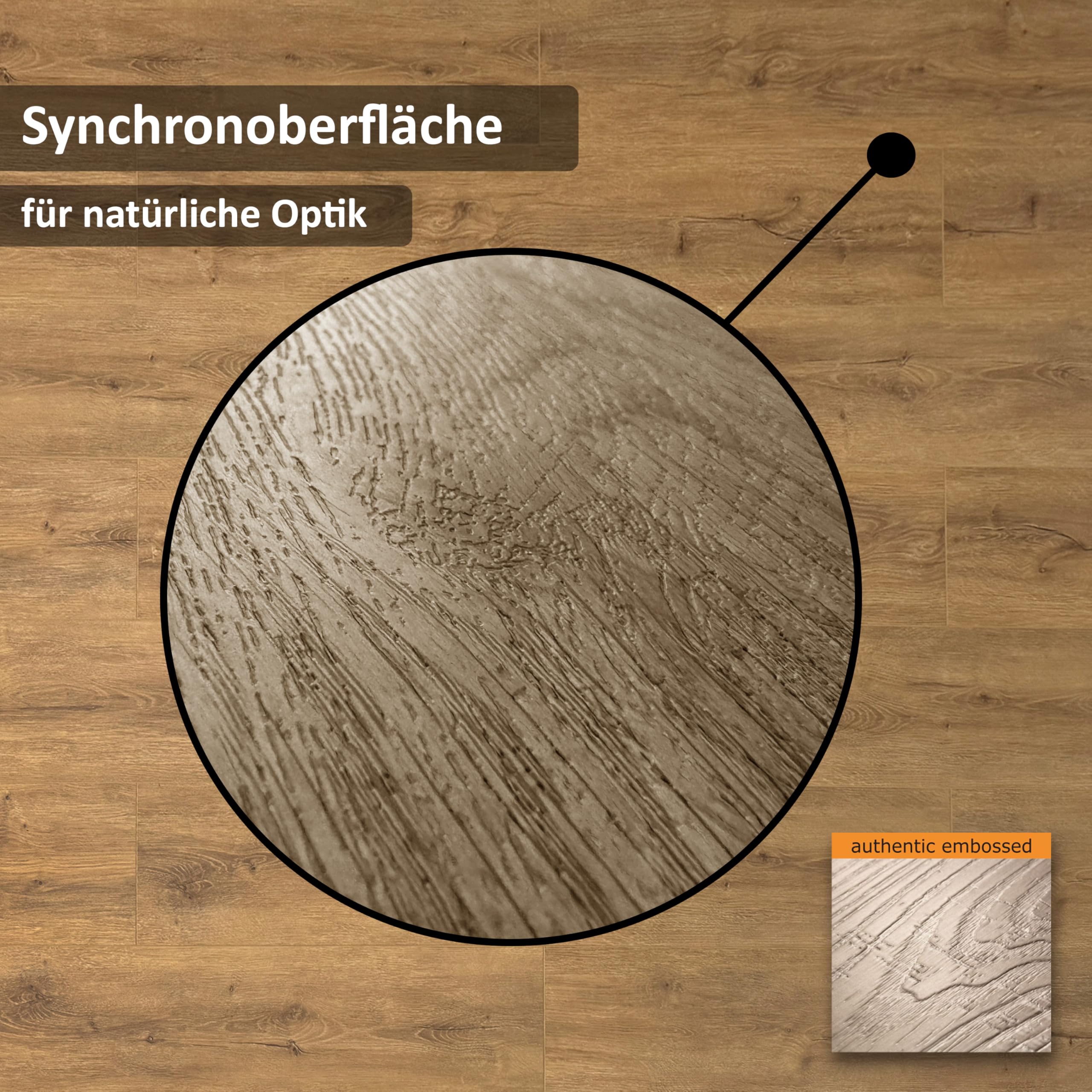 TRECOR Klick Suelo de vinilo XXL, tablón de 6,5 mm de grosor, con capa de desgaste de 0,5 mm, incluye sonido de impacto, resistente al agua, 1 m² (1 m², suelo de vinilo, roble natural oscuro)