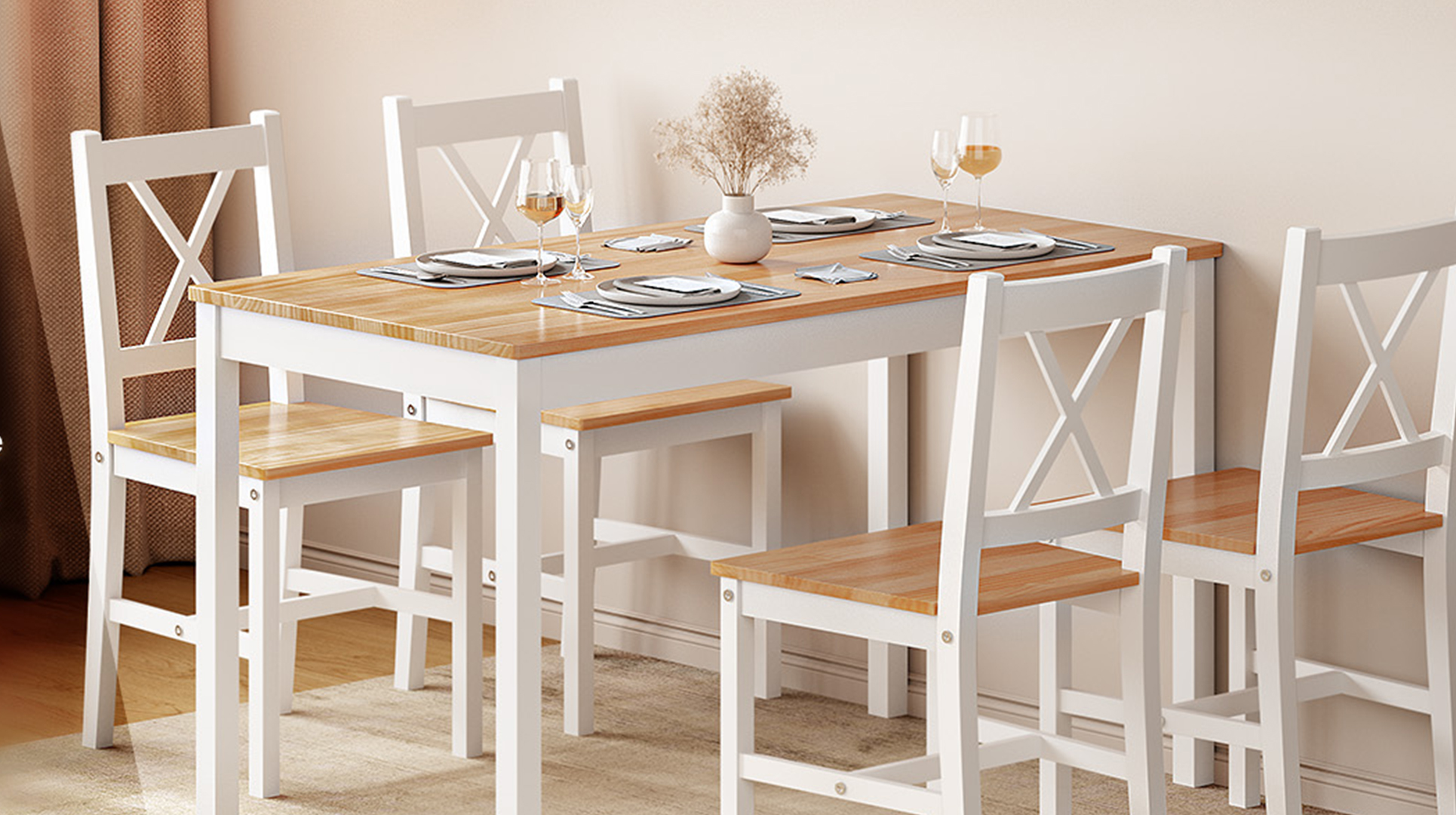 ⭐Jing⭐　INOUT NEW Standard Table SDHYL 5-Piece Dining Table Set with 4 Chairs, Dining Room