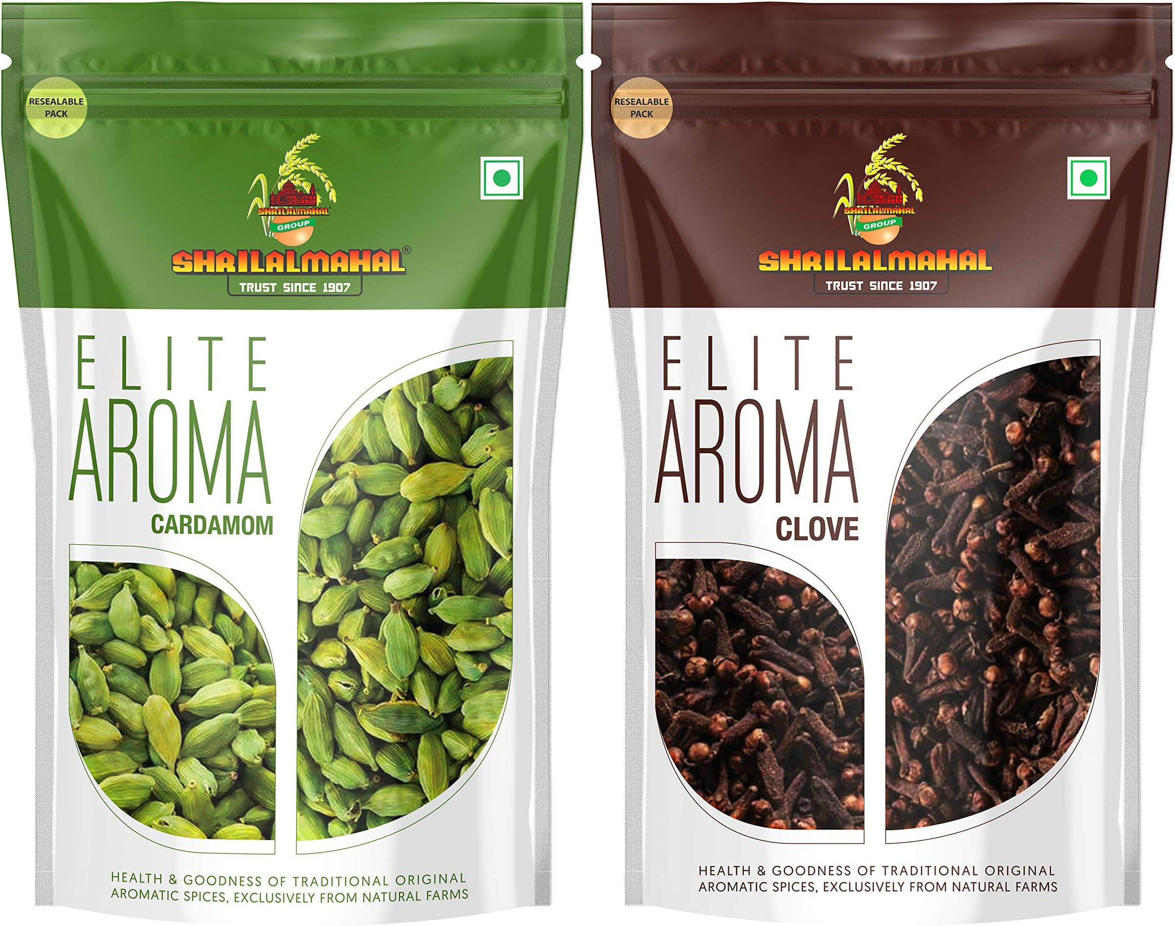 SHRILALMAHAL Elite Aroma, Whole Cardamom (2 Piece Set, Combo)