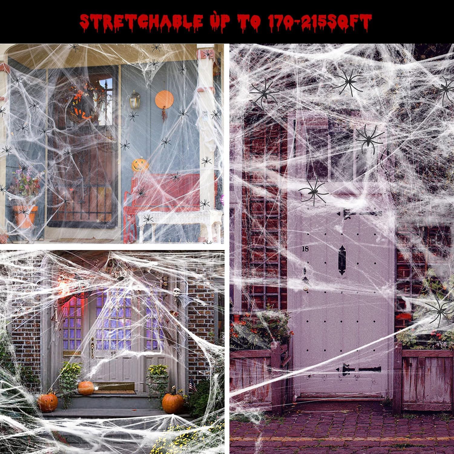 Telaraña De Halloween Elástica De 100 G Con 20 Arañas De Plástico – Decoración Realista Para Casa Embrujada Y Fiestas De Terror