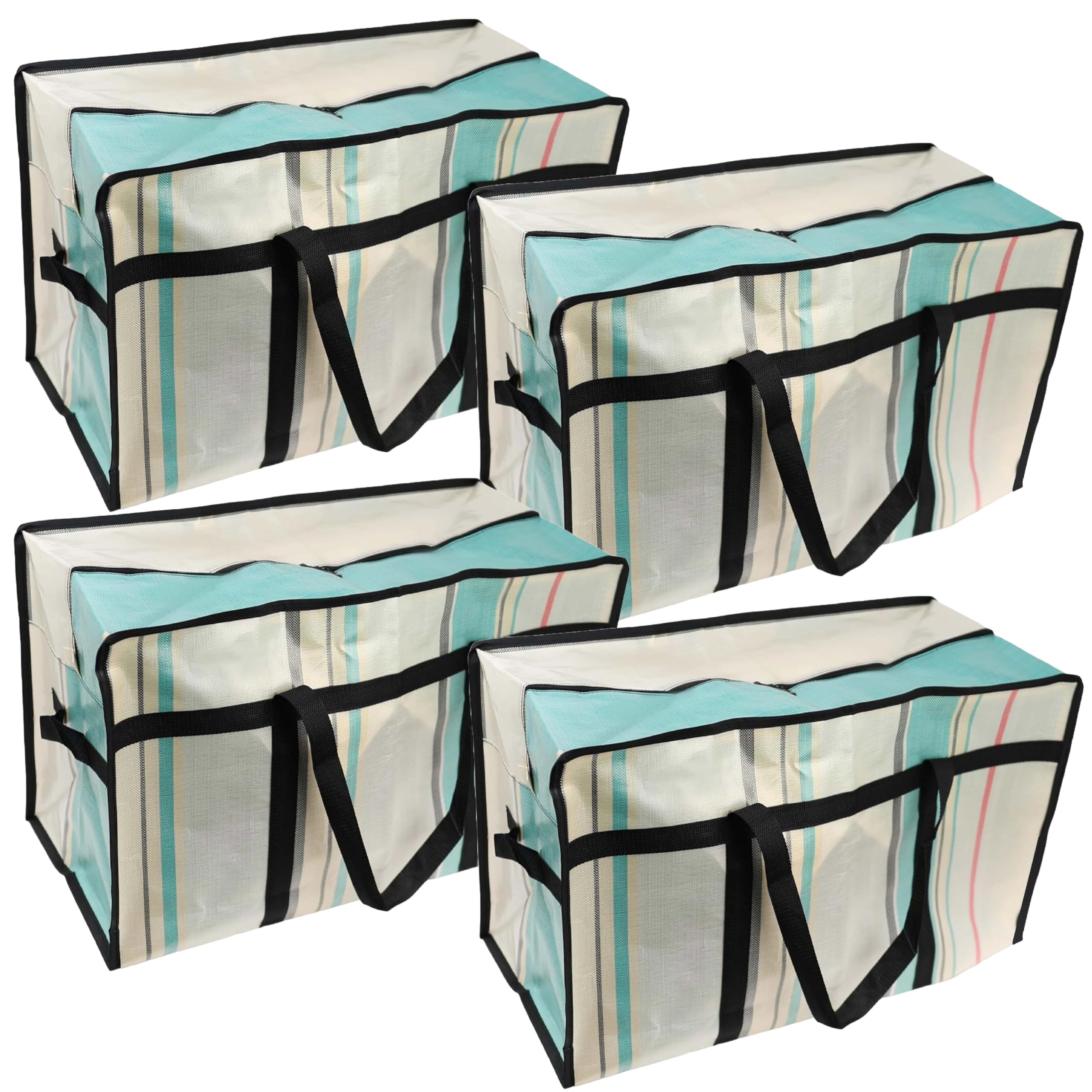 DIVCHI 4 Pack Storage Bags Packing Organizer with Zips And Handles Moving Bags For Moving Clothes Bedding Duvet Toys, Under Bed, Laundry Storage Packing Boxes
