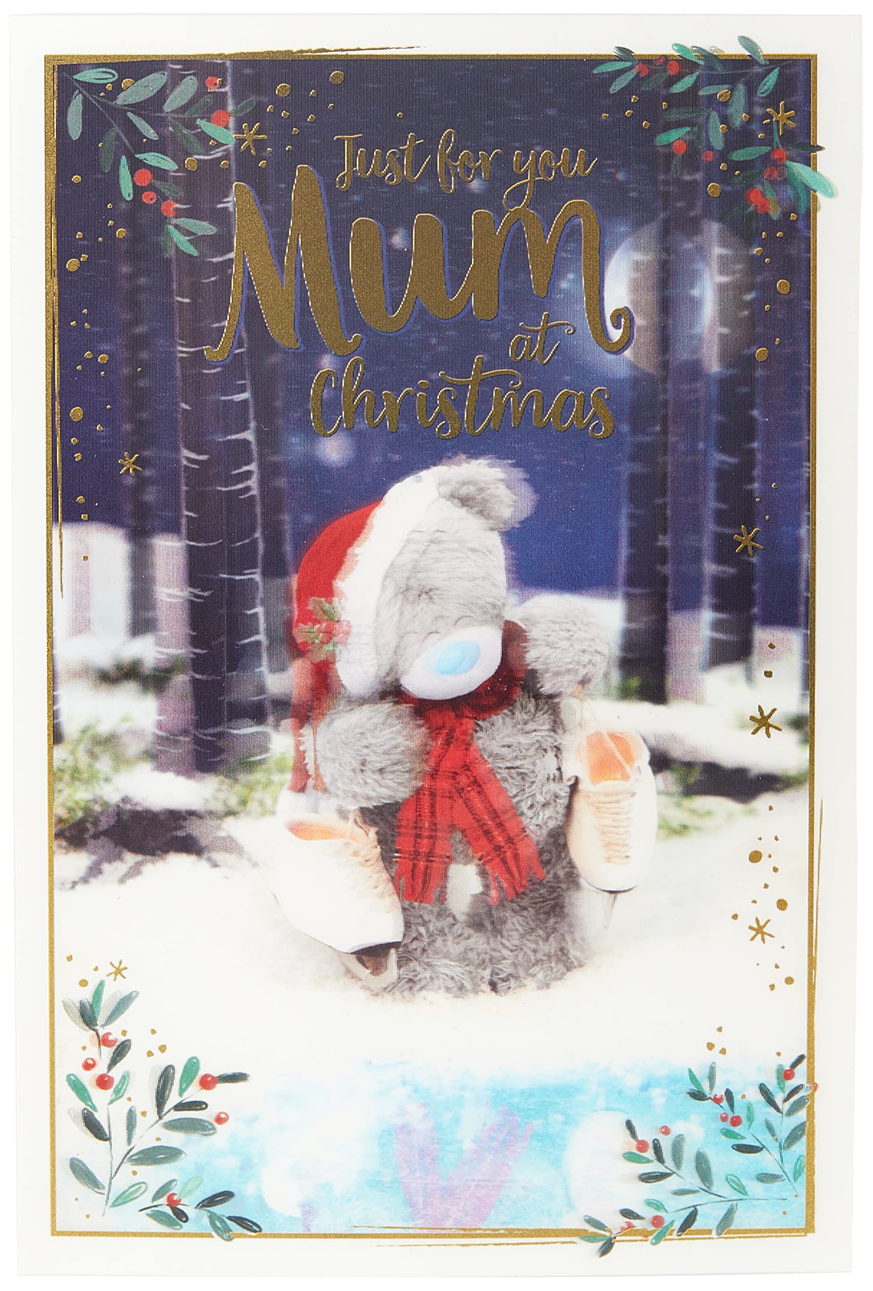 Me To You Bear 3D Holographic Mum Christmas Card