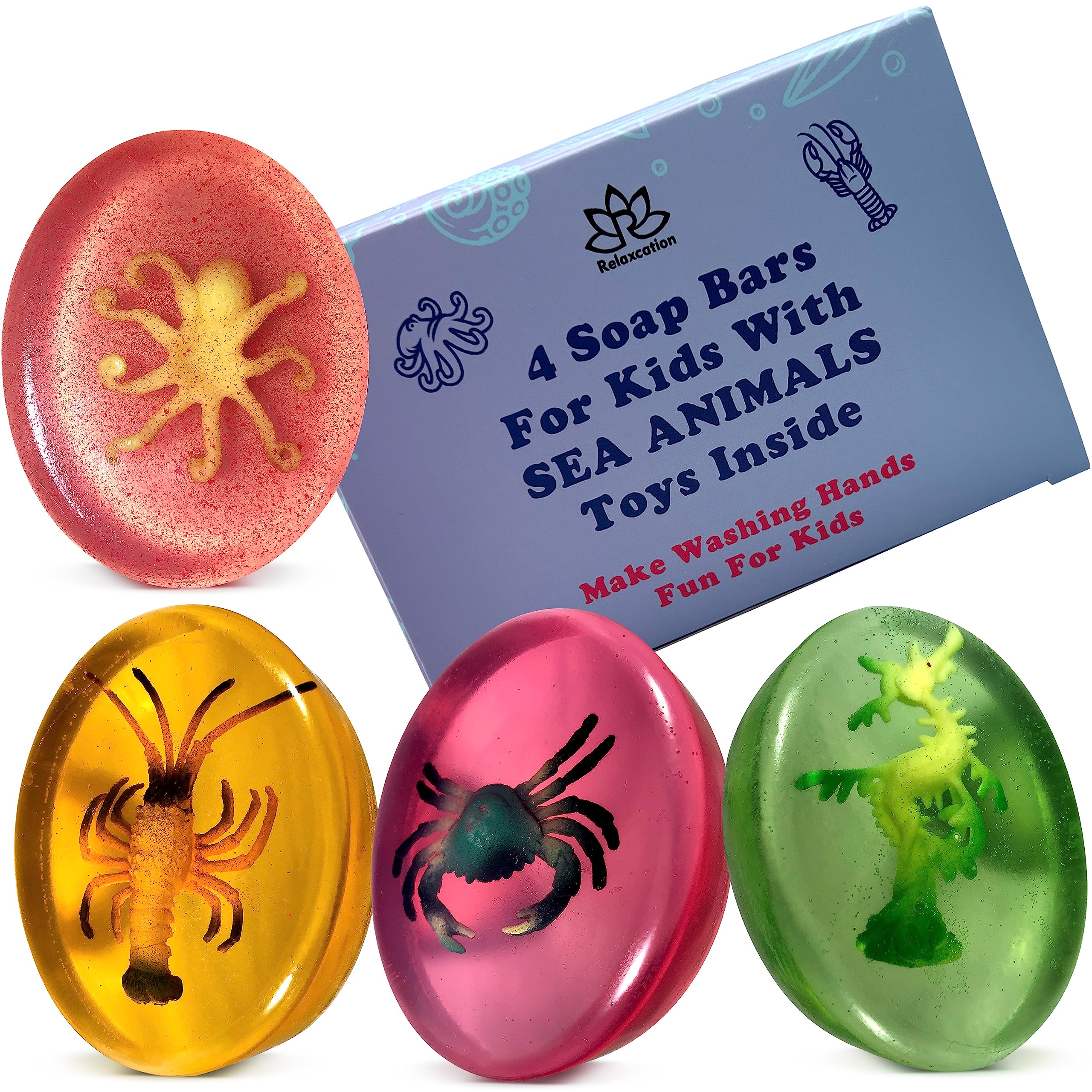 Amazon.com: Relaxcation 4 Natural Kids Soap Bars For Kids with SEA