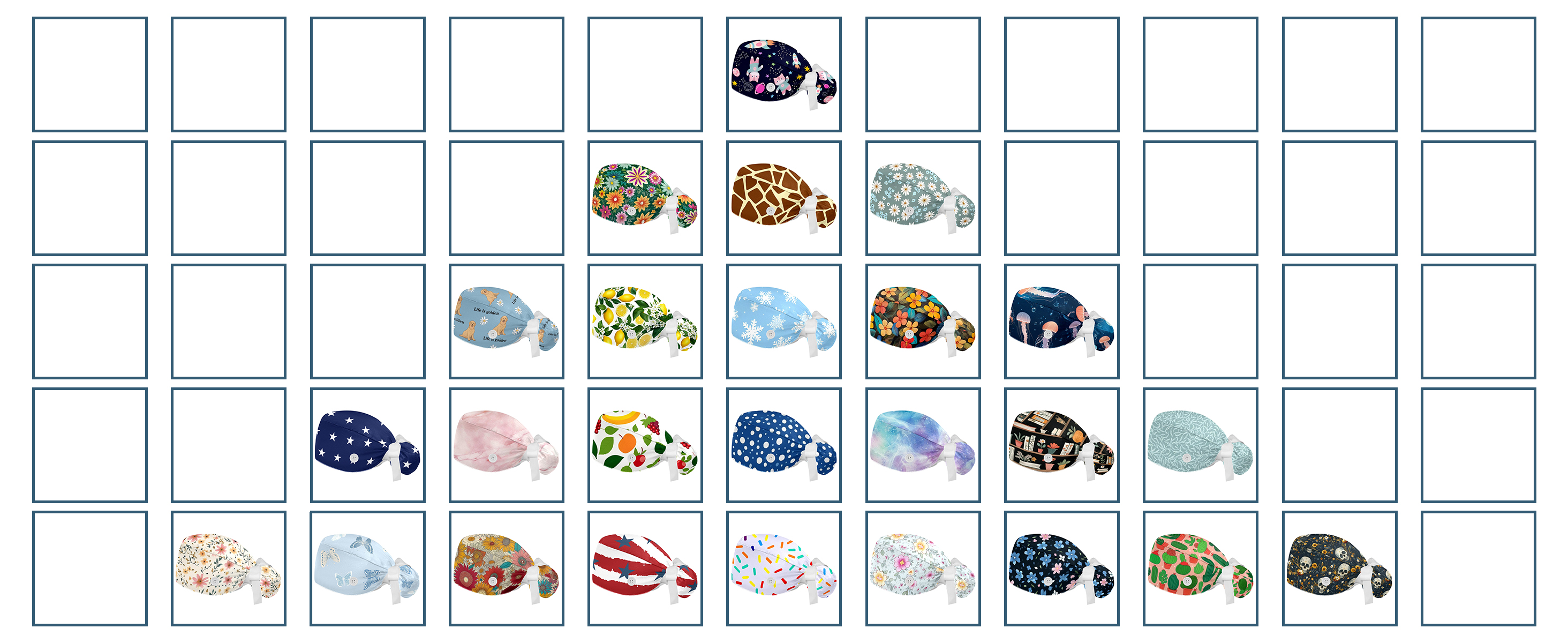 Gorro quirúrgico ajustable con botones y diseño hojas verdes miniatura 7