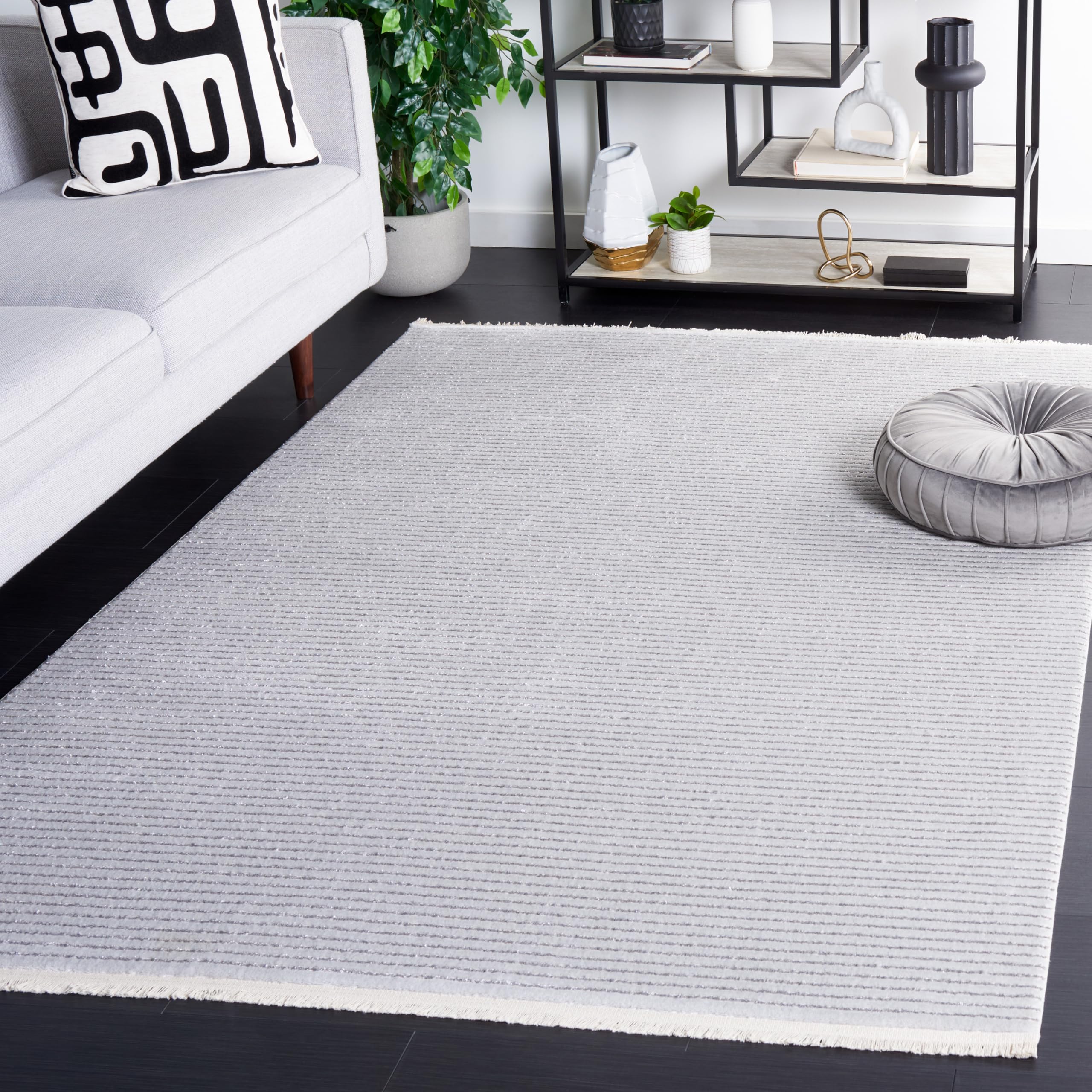 Tapis géométrique gris 122x183 cm à poil court pour salon moderne
