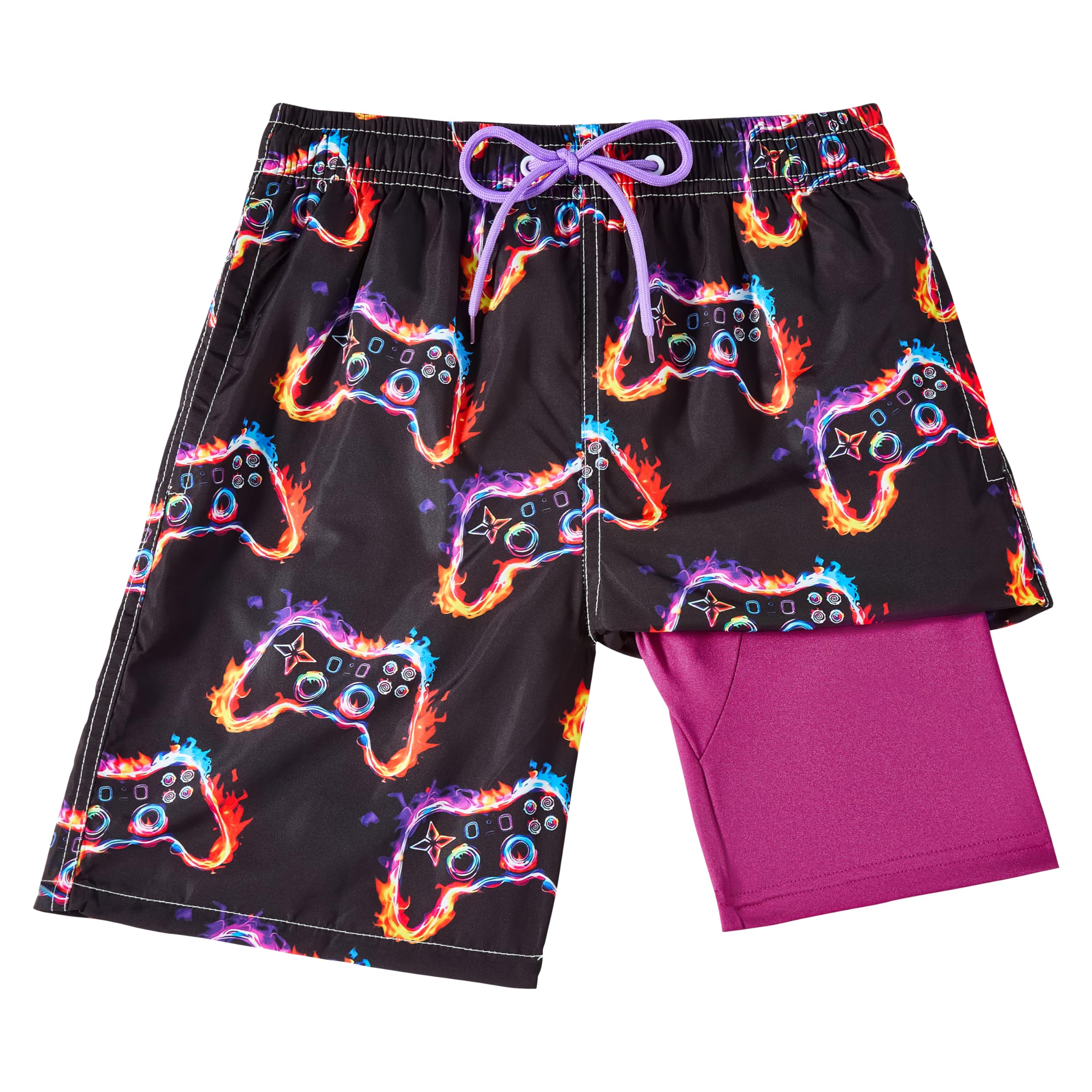 FT FENTENG Boys Swim Trunks Compression Liner Swim Shorts Quick Dry Bathing Suit with Boxer Brief Anti-Chafe Boy Swimwear