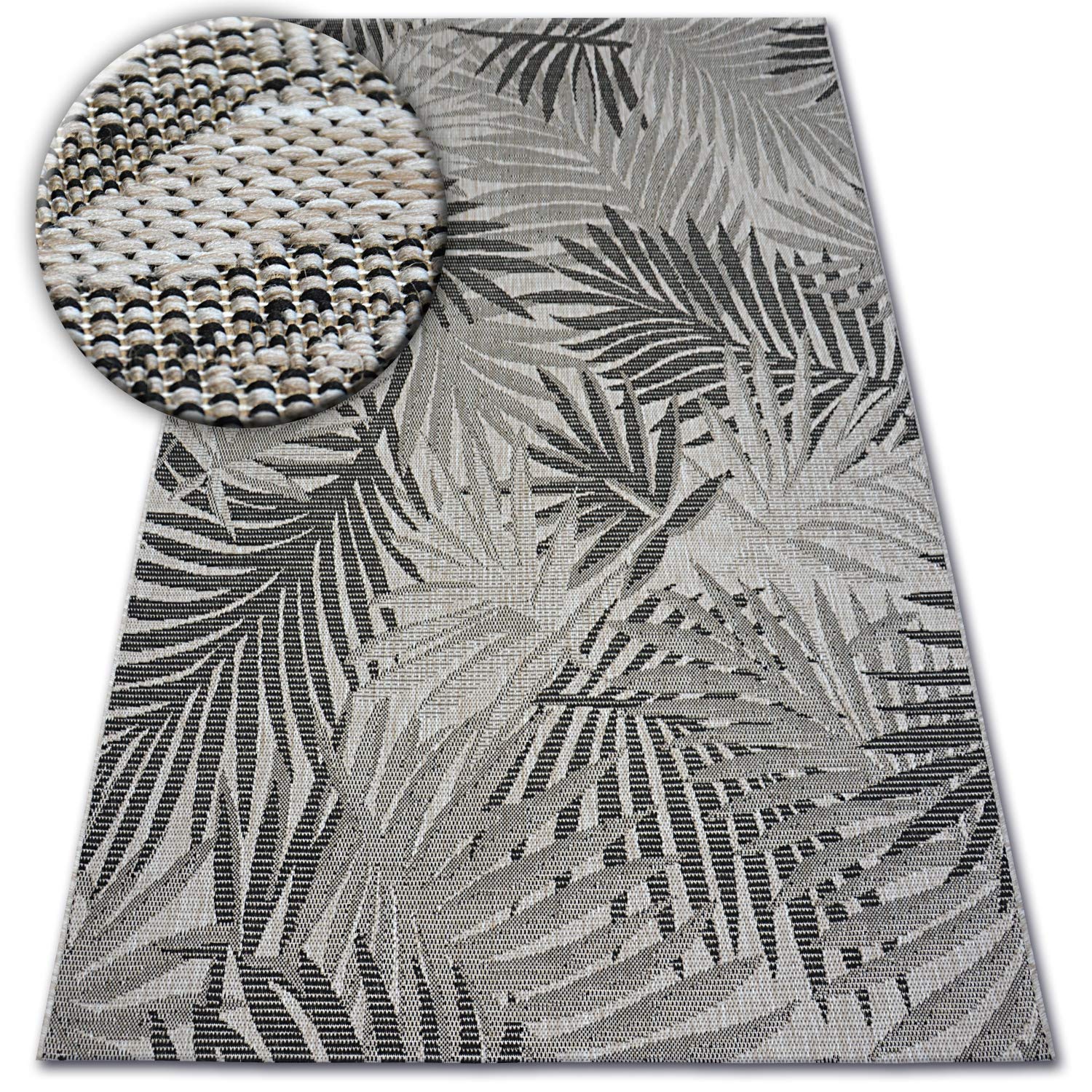 Tapis de chambre facile à nettoyer FLOORLUX style sisal feuilles 80x150 cm