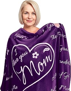 Gifts for Mom, Blanket for Mom Gifts, Mom Birthday Gifts from Daughter & Son, I Love You Mother Daughter Gift Ideas, Present for Mom Blanket, Best Mother in Law, Throw Blanket 65" × 50" (Purple)