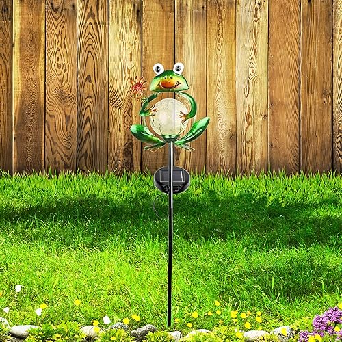 Miniatura 9 de Litake Luces solares de rana decorativa para jardín, decoración de rana solar para jardín, luces de estaca de encendido y apagado automático para