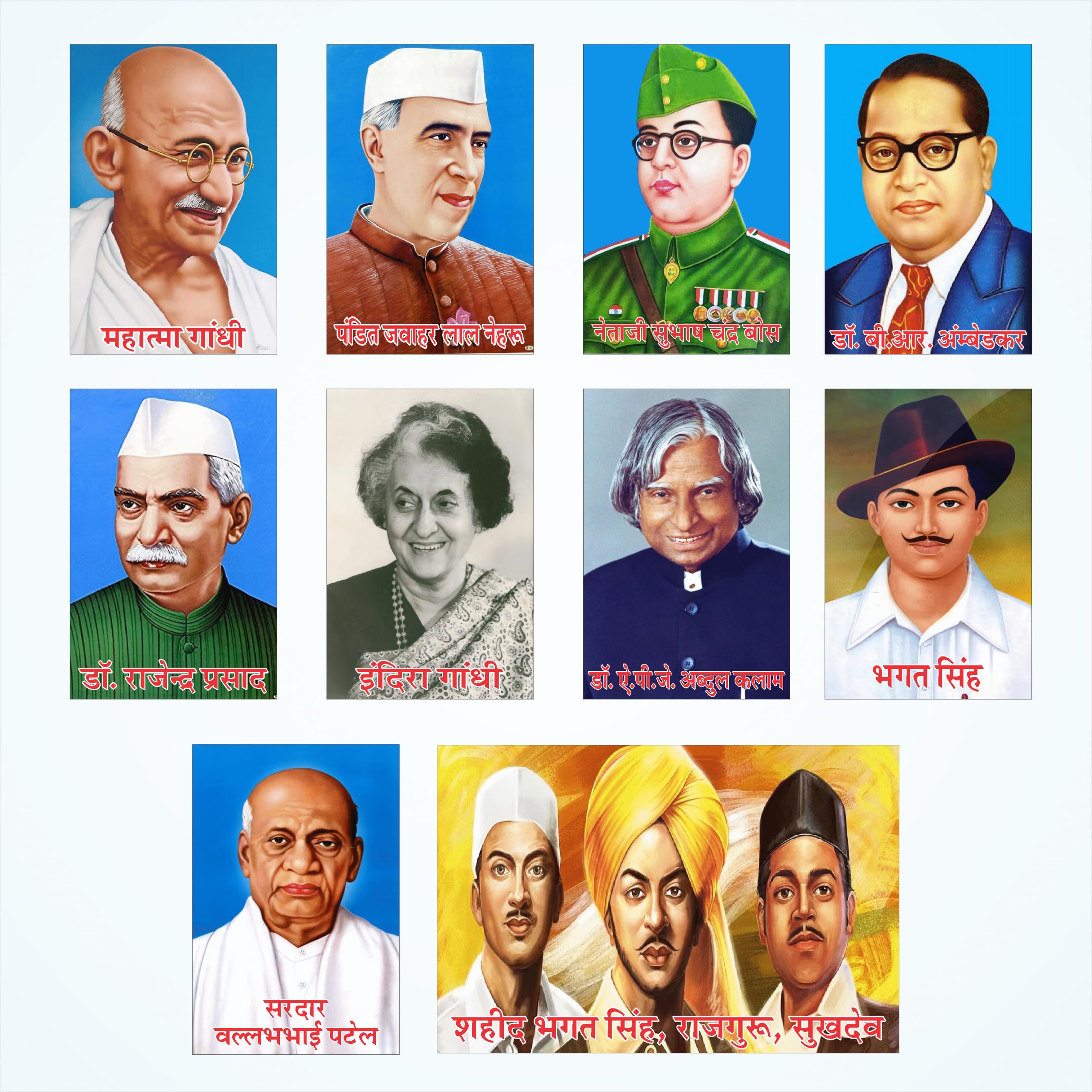 Indian Freedom Fighters Wall Sticker | Self Adhesive Wall Poster | Educational Freedom Fighter Photo Frames Set | Freedom Fighters Wall Stickers Posters (12 x 18 Inch, Pack of 10)-image-34