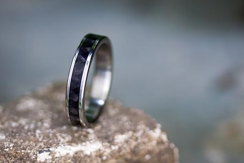 Miniatura 5 de Women's titanium and carbon fiber woven at 45 ring. Water resistant, very durable and hypoallergenic. (00335_4N)