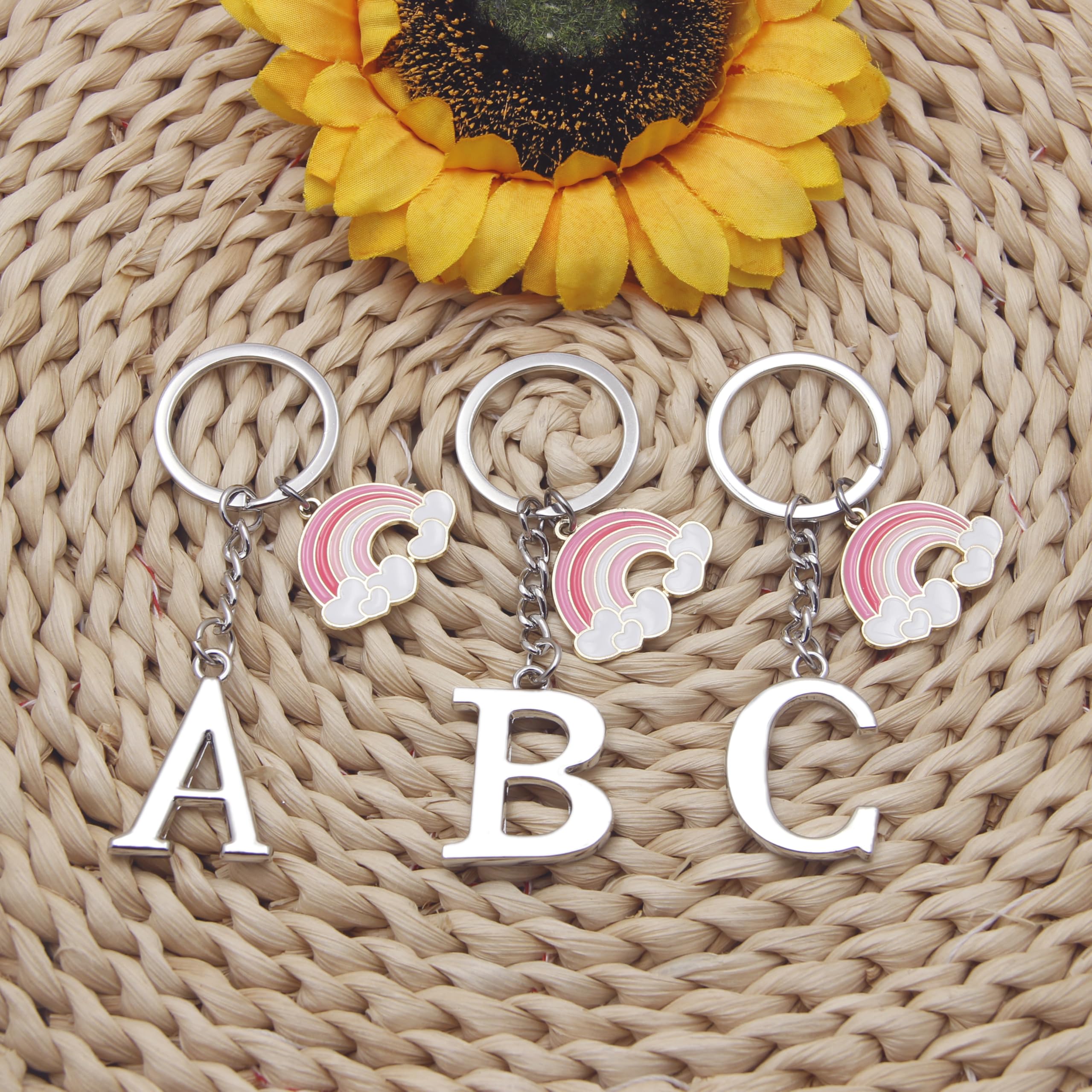 ZYMGUO Portachiavi Lettera Iniziale Ciondolo,Portachiavi Regalo Amici Sorelle Amica,argento A-Z 26 lettera iniziale ciondolo portachiavi - Regalo Donna Uomo Compleanno,Portafortuna Portachiavi