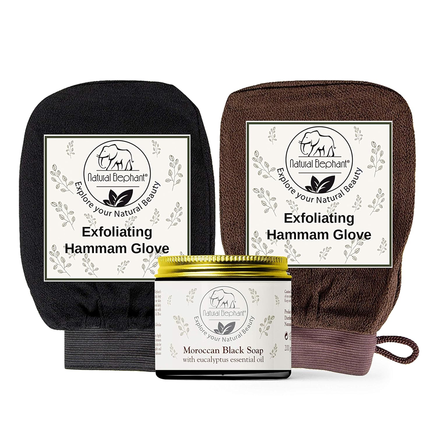 Natural Elephant Moroccan Black Soap 200g (7oz) and 2 Pack