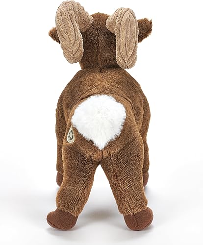Miniatura 7 de The Petting Zoo Peluche de oveja de cuerno grande, regalos para niños, animales del zoológico Wild Onez, juguete de peluche de oveja, 12 pulgadas