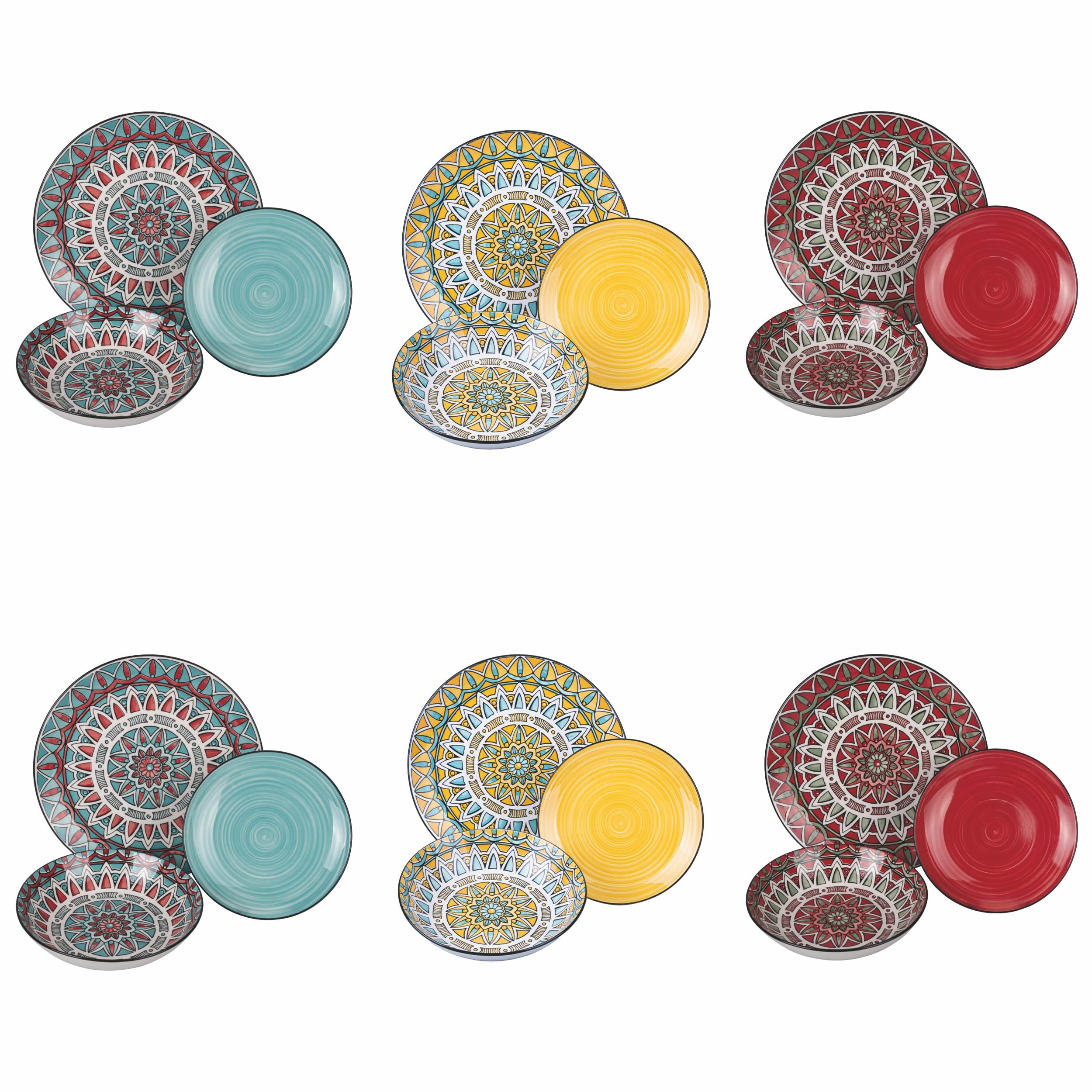 Villa D'Este Home Tivoli Luxor Table Set Of 18 Multi-Coloured