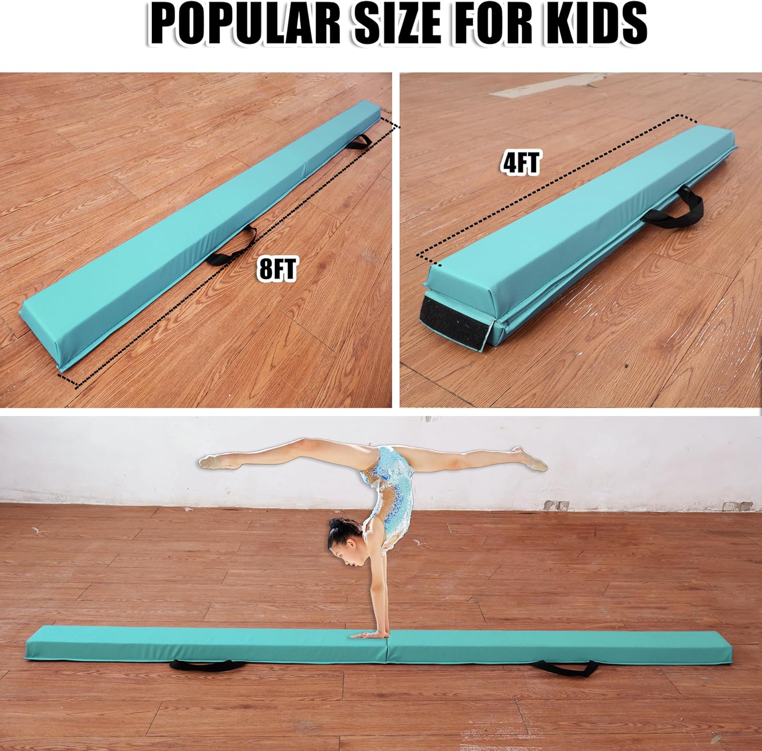 MARFULA 6 FT / 8 FT / 9 FT / 10 FT Folding Gymnastic Balance Beam for Kids with Carry Bag for Home and Club Use