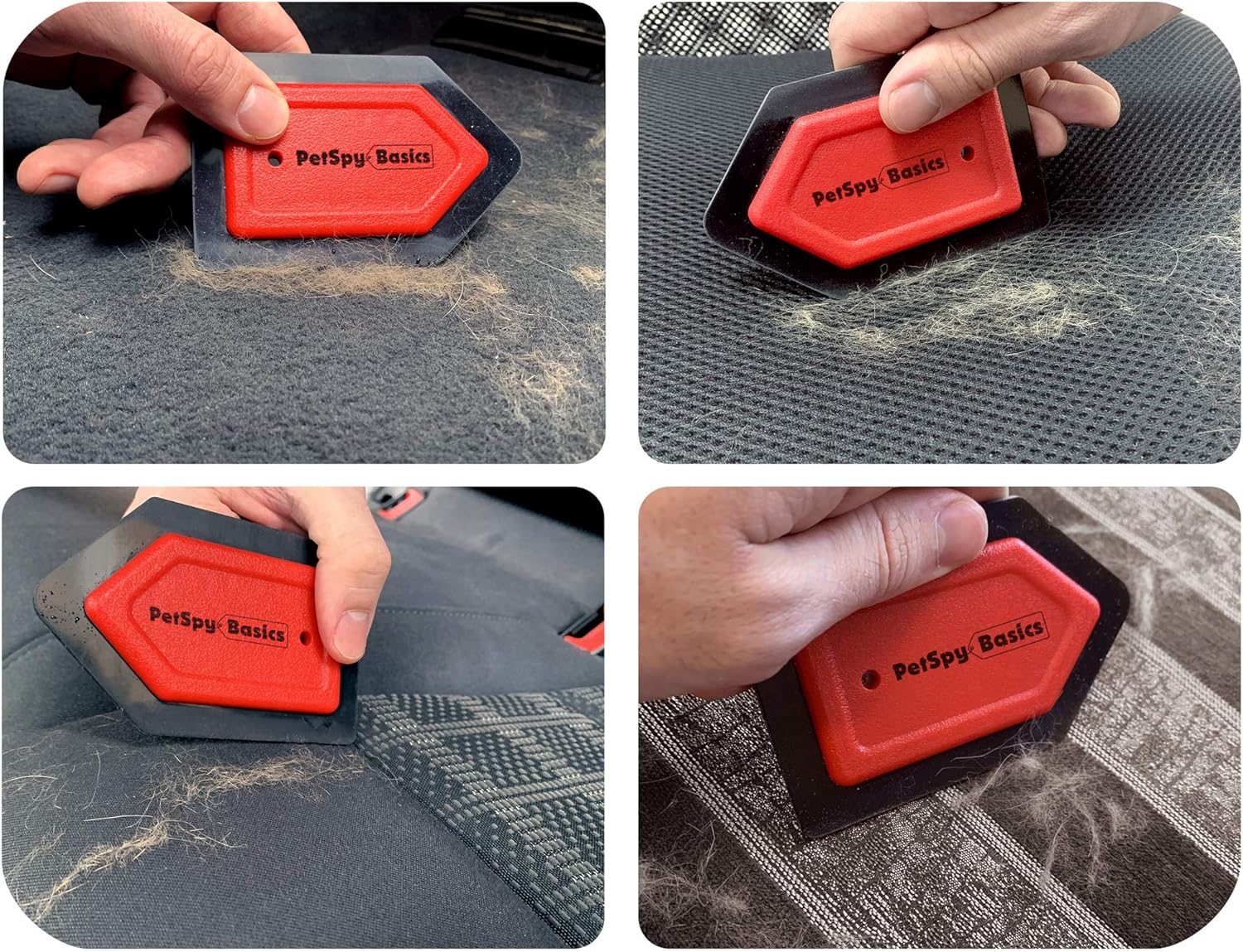 PetSpy Pet Hair Remover Mini Detailing Brush for Dog Cat Hair Easy to Clean Pet Hair, Professional Rubber Detailer Fur Removal for Car Seats, Clothes, Furniture