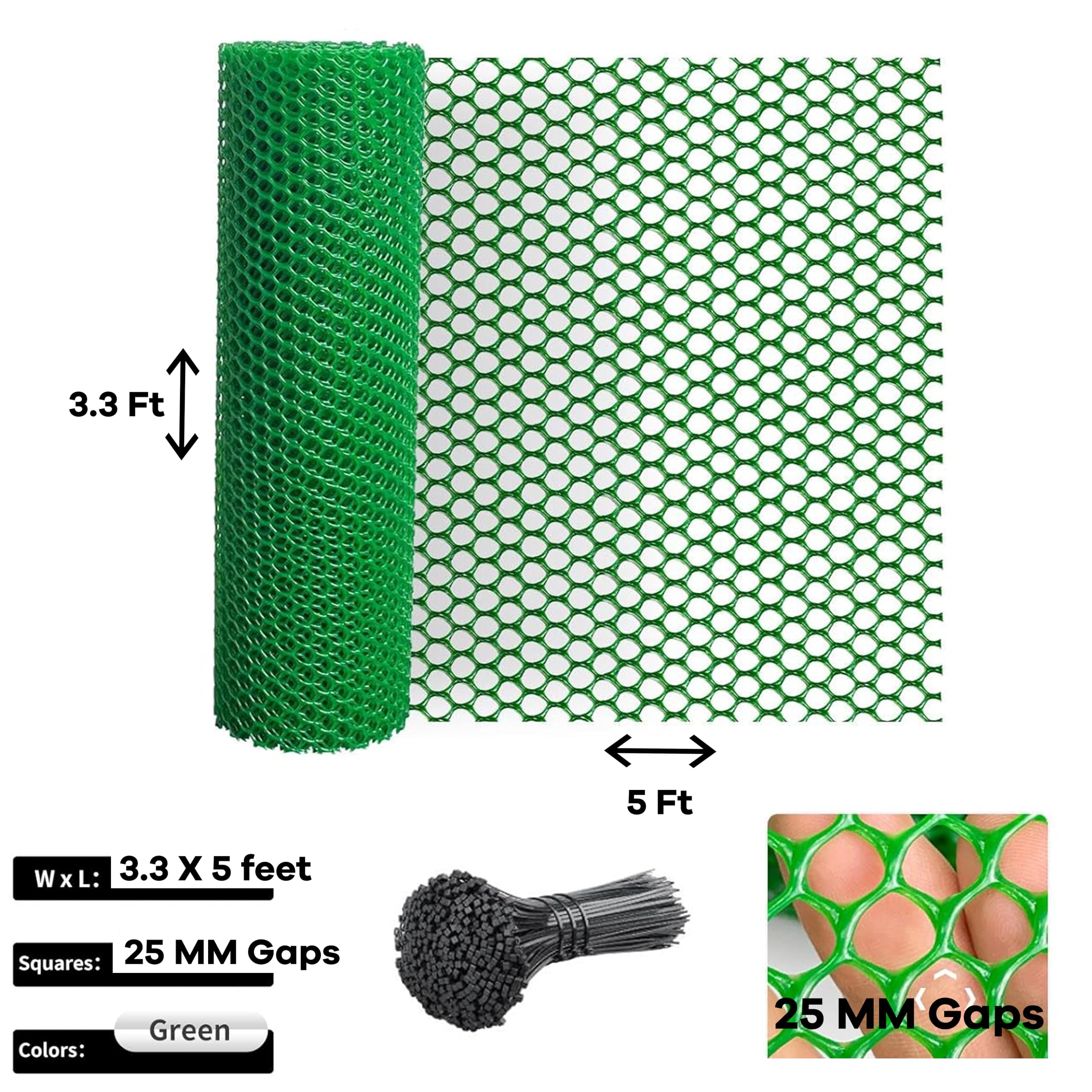 BUILDINGSHOP Garden Fence Outdoor - (3.3 X 5 Feet) Green UV Stabilised Plastic Net, PVC Nylon Mesh, 800 GSM Heavy Duty, Virgin HDPE Material, Anti-Bird & Plant Protection, Foldable & Durable - Image 2 thumbnail