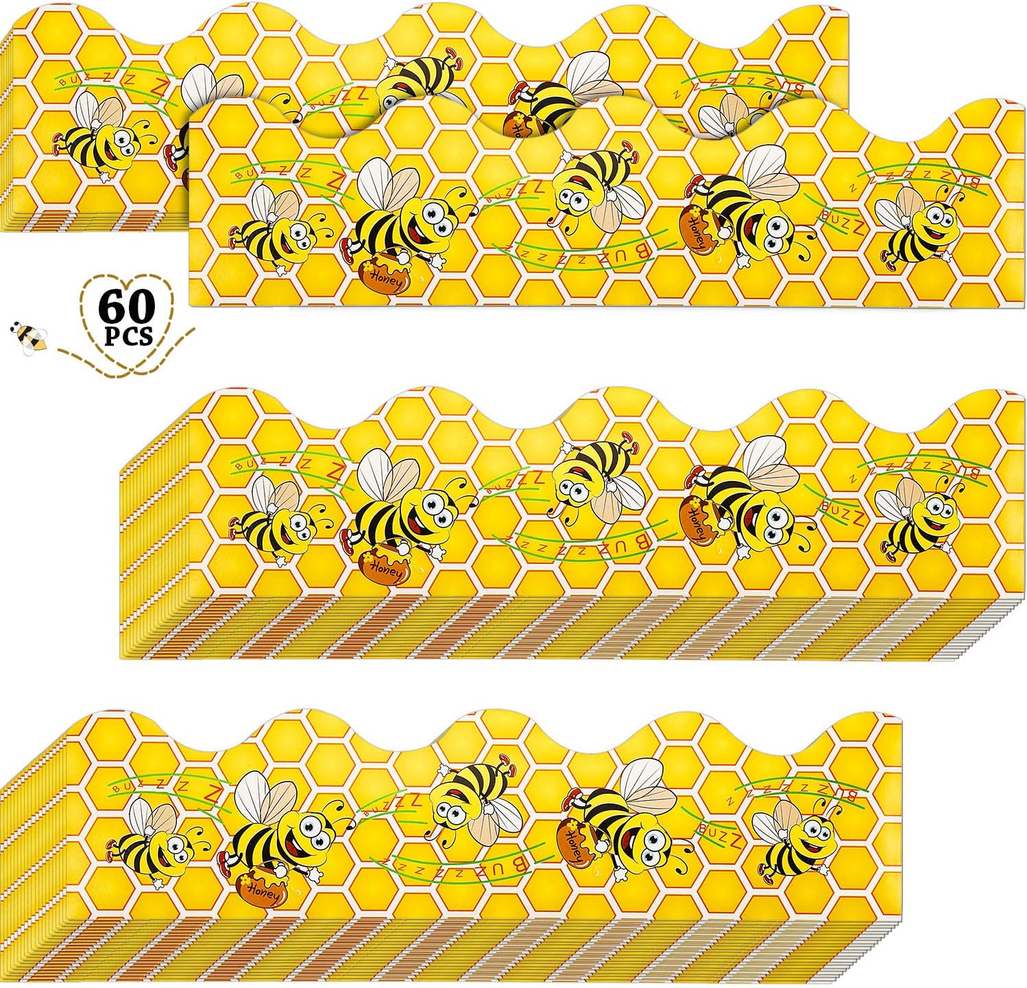 60 Pieces Bees Borders Decoration Bees Bulletin Board
