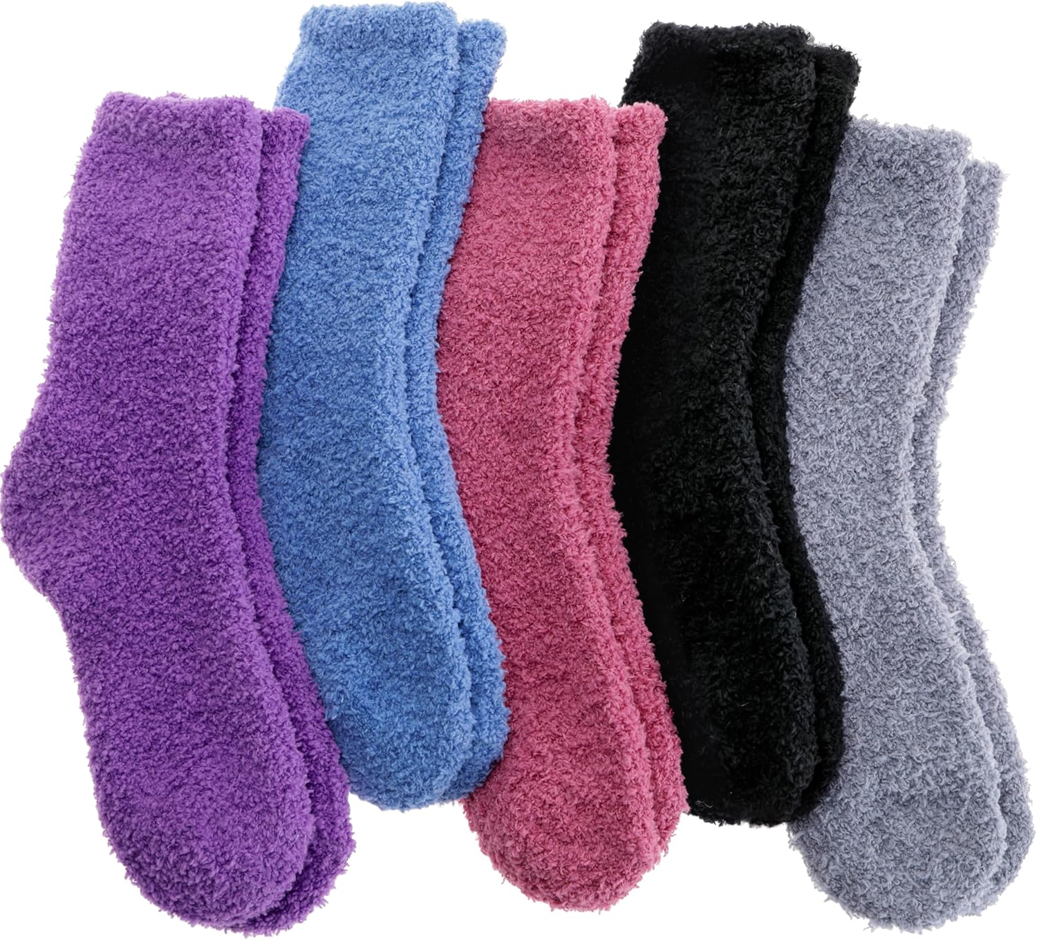 Fuzzy Socks Warm Fluffy Winter Cozy Thick Plush Slipper Sleep Comfy Crew Socks for Women & Men 5 Pairs